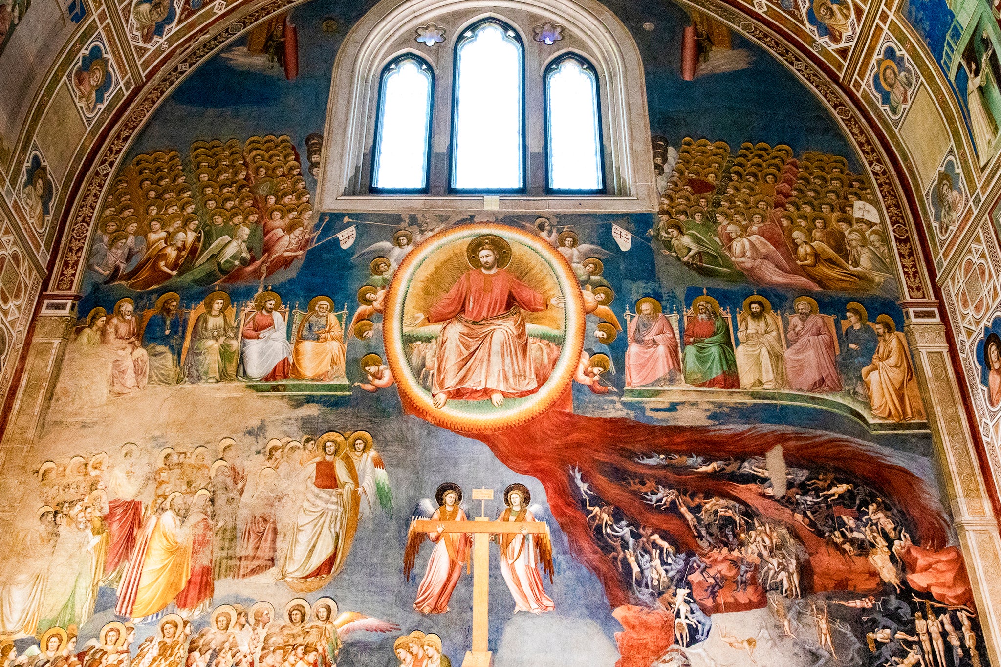 Giotto’s famous work, ‘The Last Judgement’ features a horned goat creature known to represent Satan