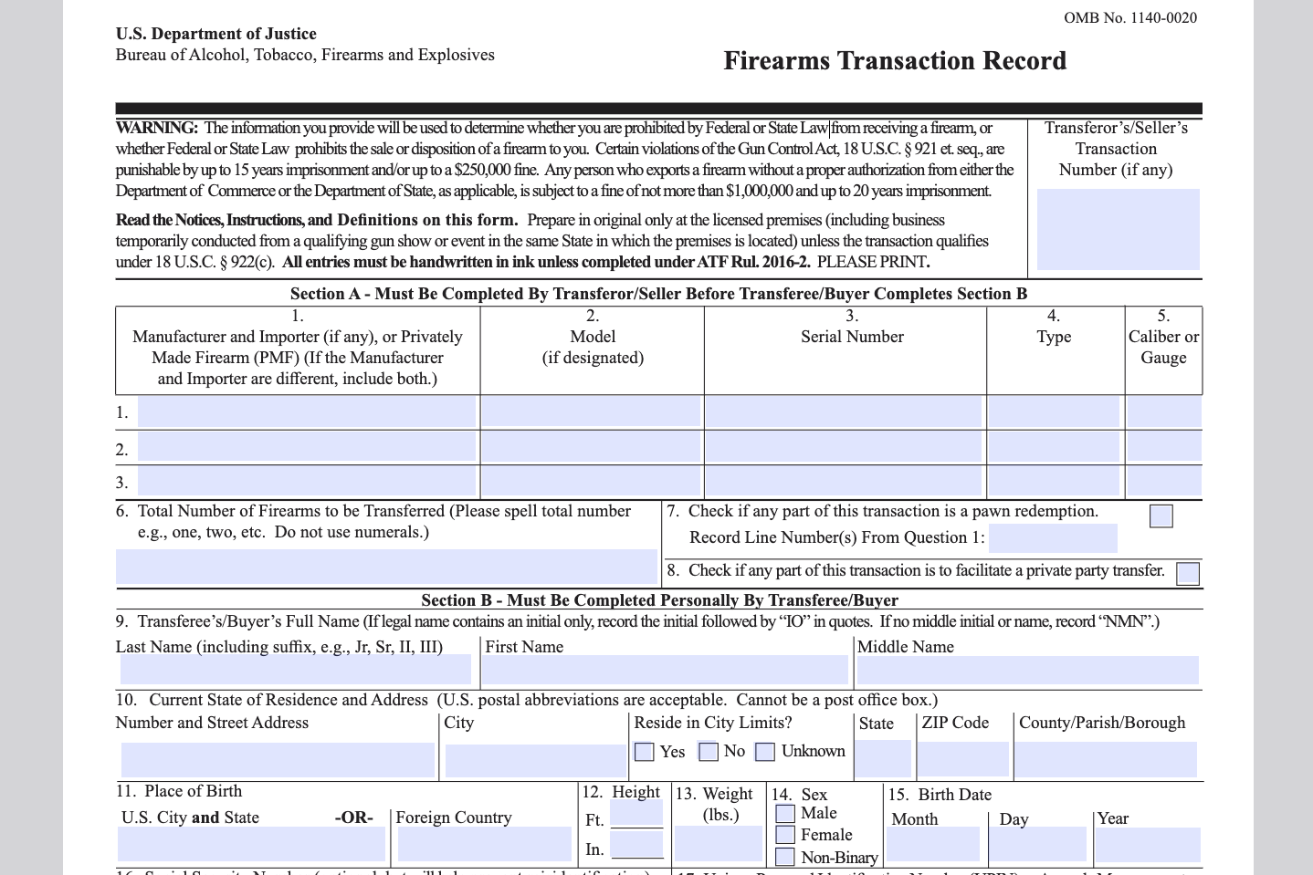 The existent ATF Form 4473, which still includes a ‘non-binary’ action (introduced during Trump’s first turn) and contains nary stipulation astir commencement sex
