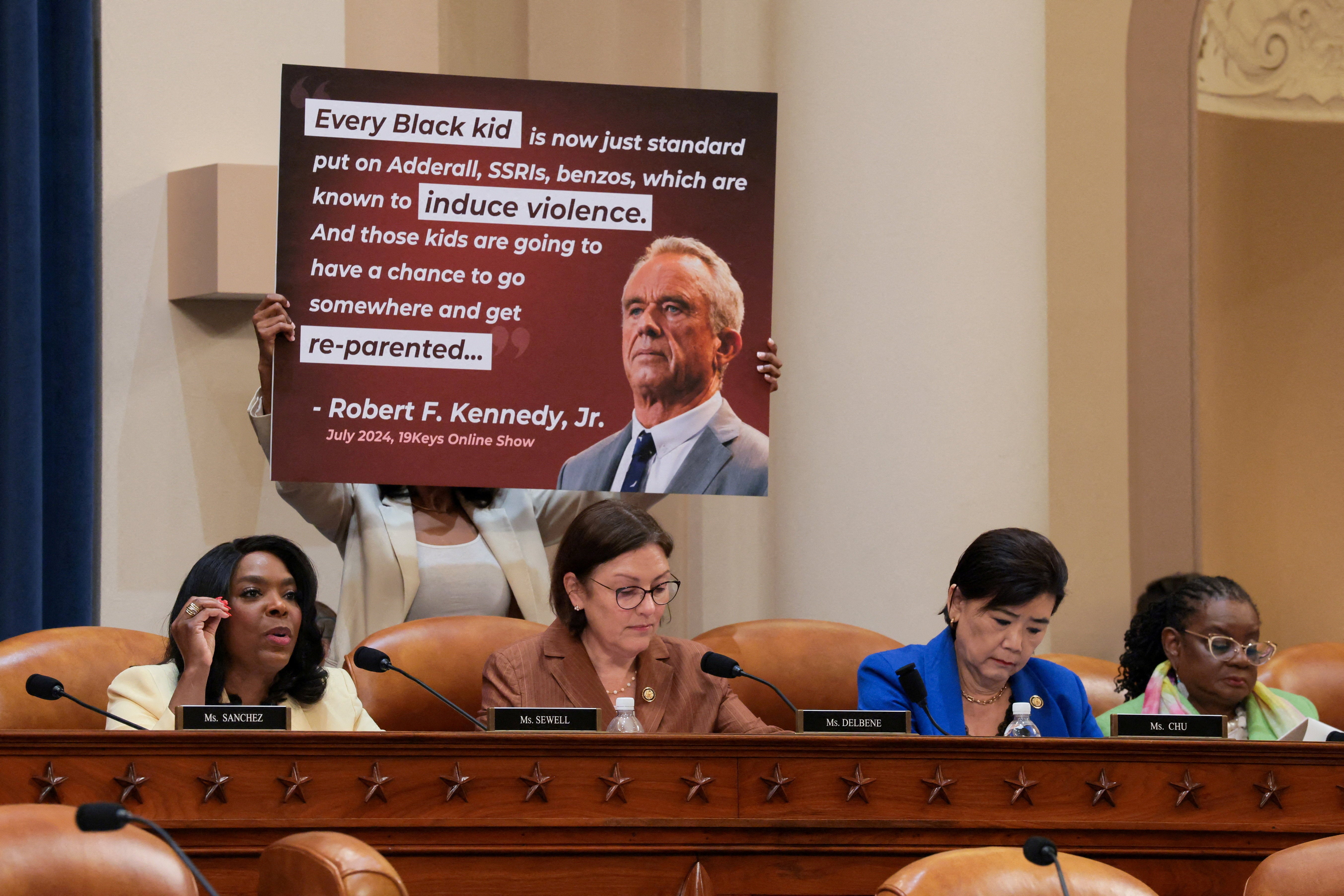 U.S. Rep. Terri Sewell (D-AL) speaks arsenic U.S. Health and Human Services Secretary Robert F. Kennedy Jr. testifies connected Capitol Hill. Democrats grilled RFK Jr. connected his vaccine skepticism