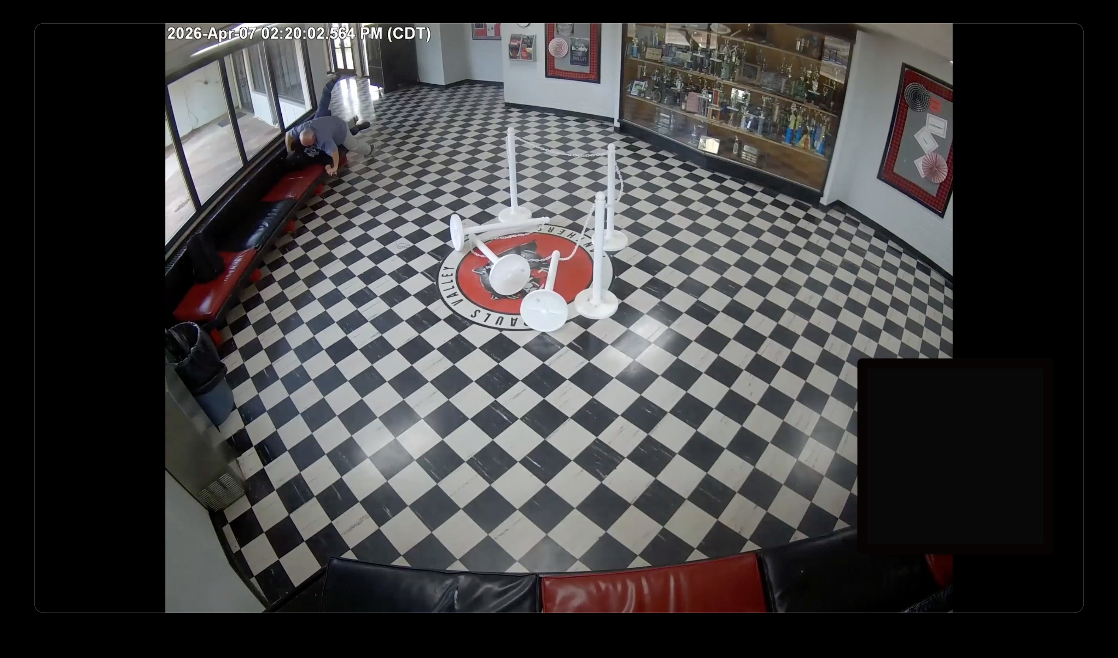 Surveillance video captured Moore tackling nan would-be shooter to nan crushed earlier this month