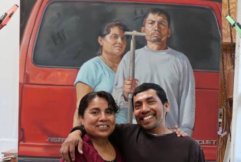 Migrant dad depicted in ‘New American Gothic’ painting is arrested by ICE, artist says