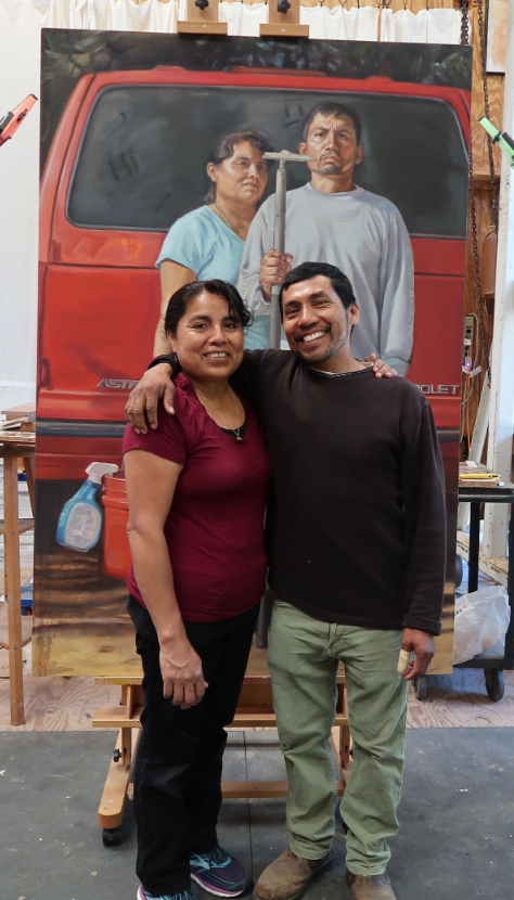 Artist Criselda Vasquez said her father, who is depicted in her 2017 painting "The New American Gothic," was detained by ICE on March 31