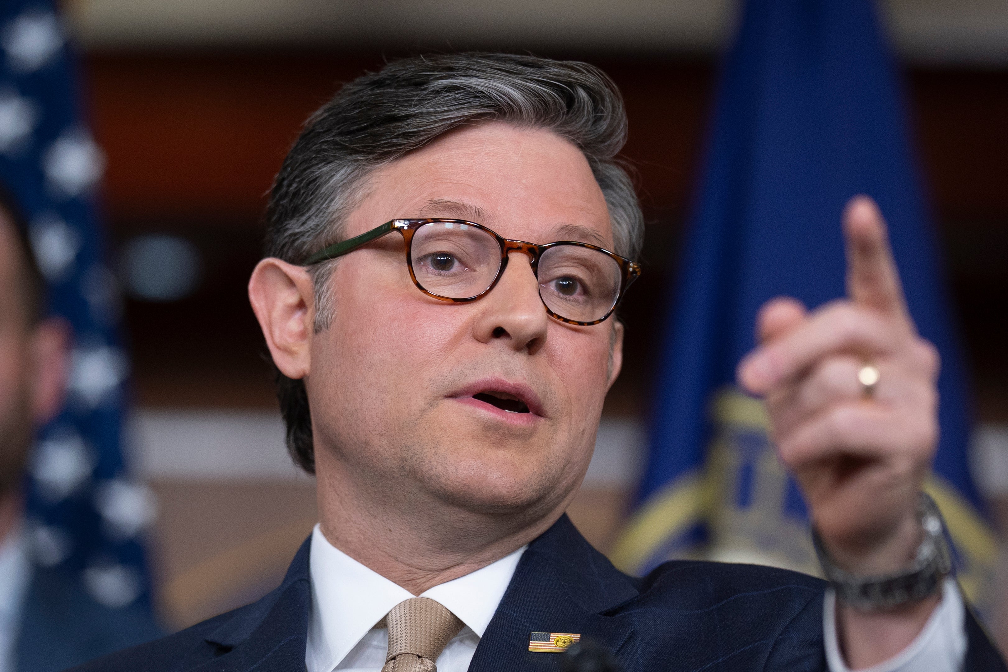 Speaker of nan House Mike Johnson takes questions astatine a news convention pursuing a closed-door GOP gathering astatine nan Capitol successful Washington, Tuesday, April 21, 2026.