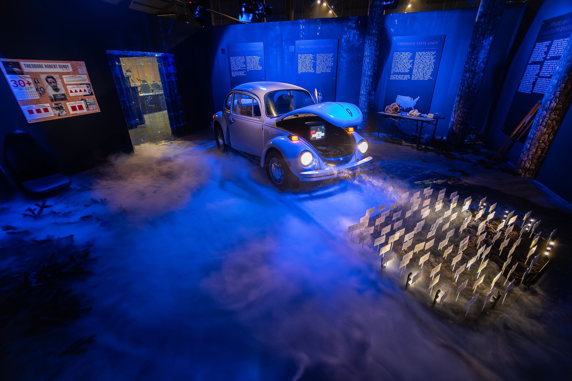 The first segment includes a haunting replica of Ted Bundy’s Volkswagen Beetle, which he utilized to lure women and carrier their bodies aft he killed them