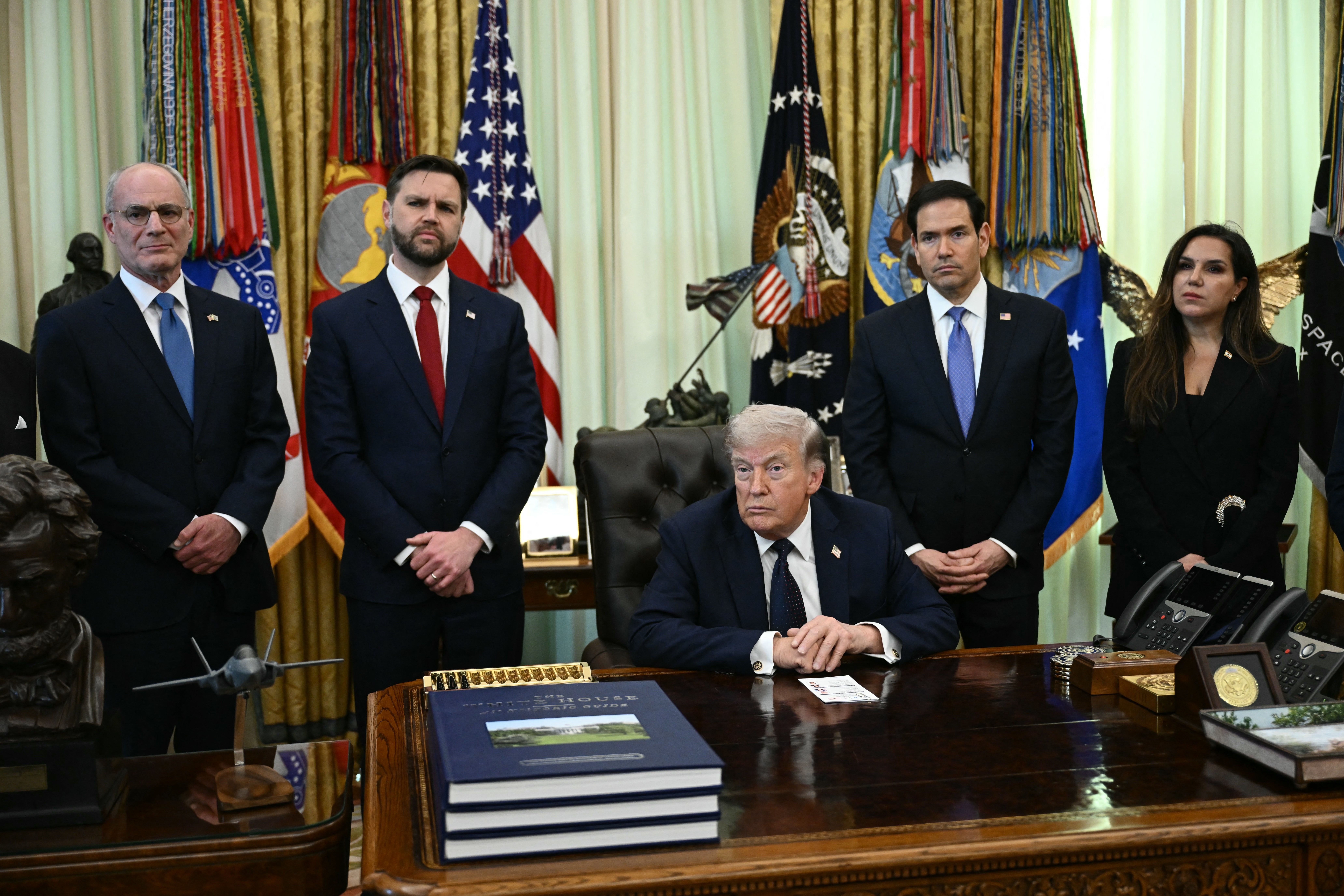 Trump hosted Israel's ambassador to Washington Yechiel Leiter and Lebanese ambassador to nan US Nada Moawad successful nan Oval Office for a 2nd information of US-facilitated talks, a time aft Israeli strikes killed astatine slightest 5 group including a journalist