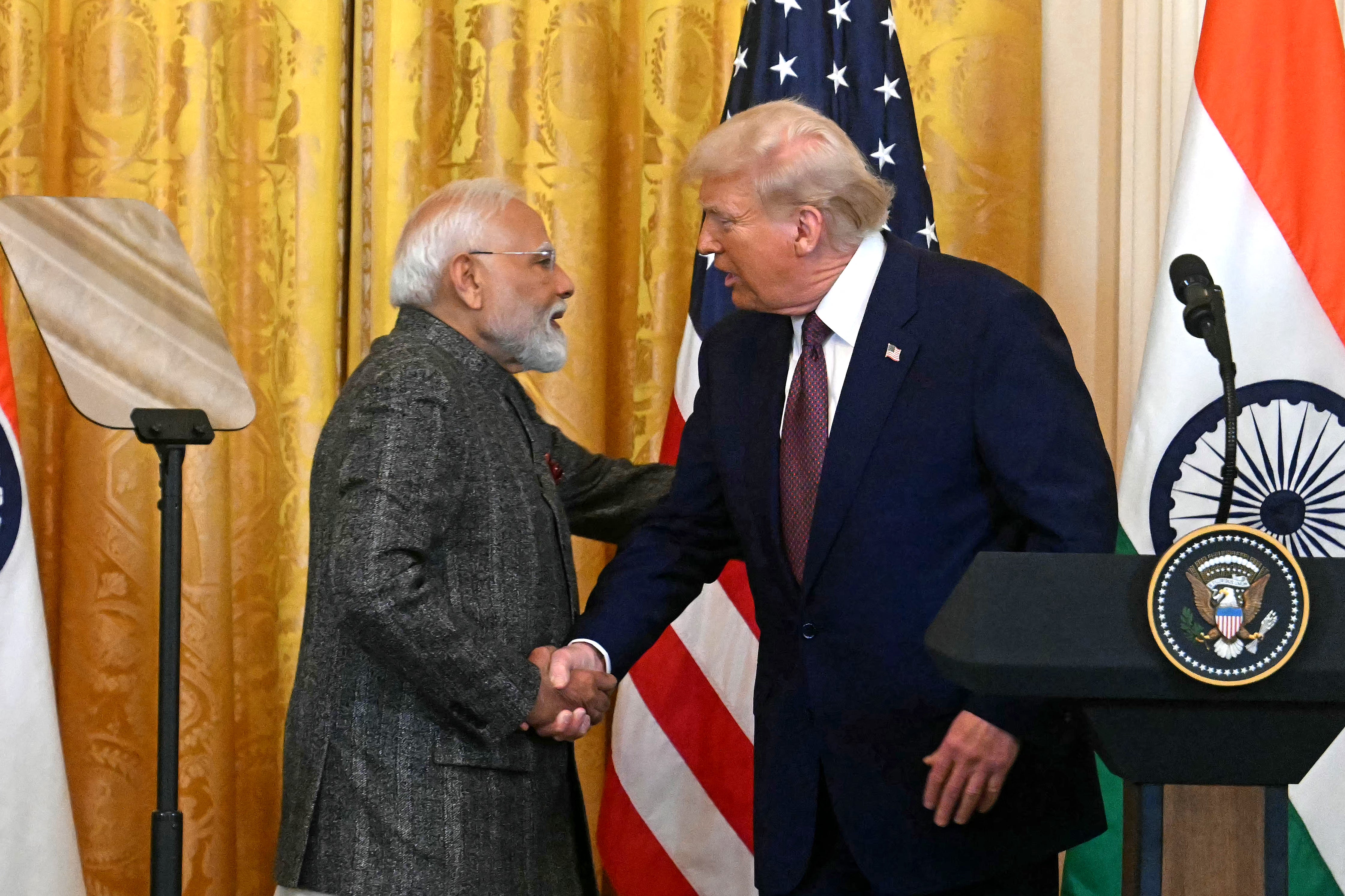 Donald Trump shakes hands pinch Narendra Modi astatine nan White House