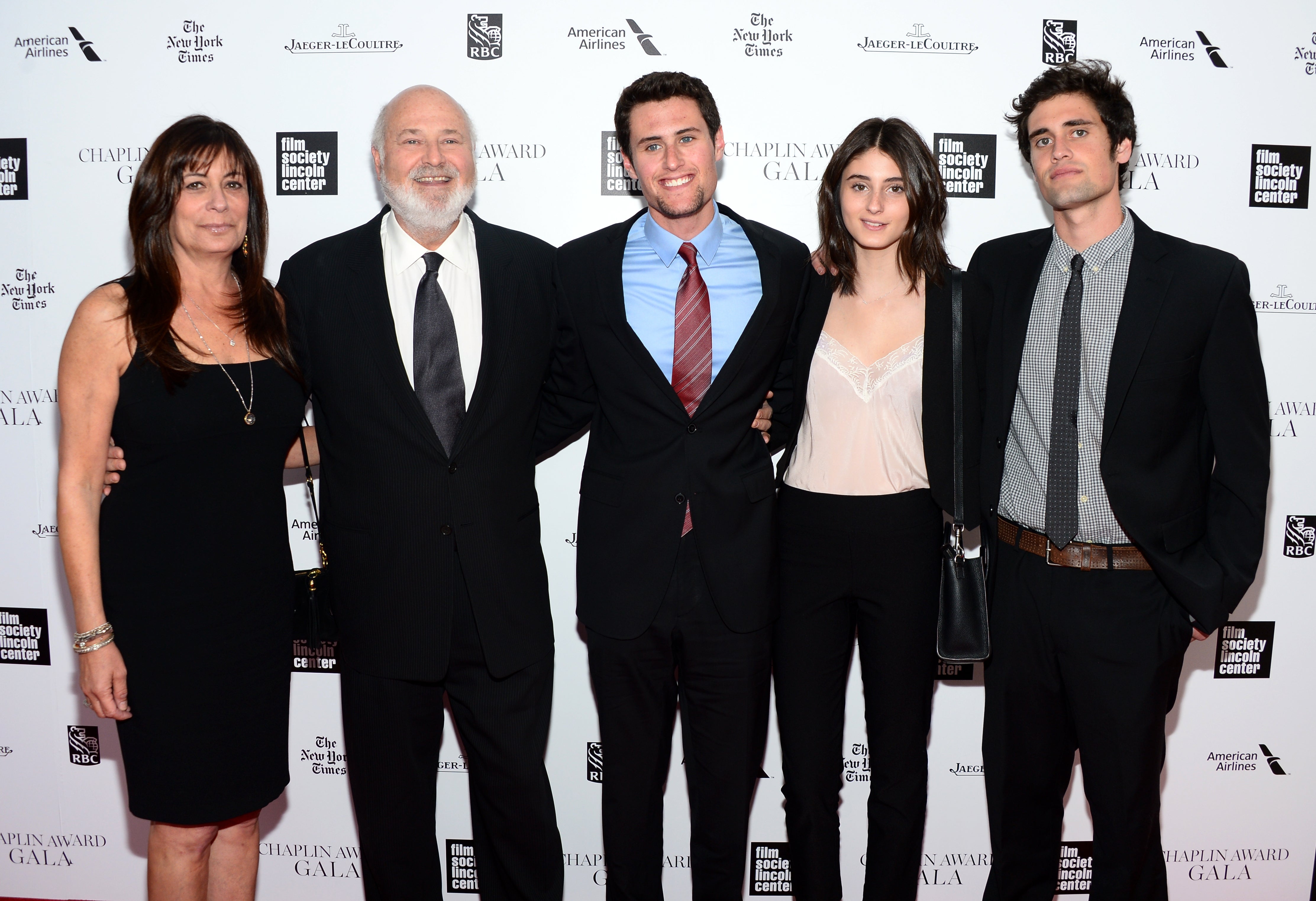 Michele and Rob Reiner pictured in 2014 with their children Jake, Romy and Nick
