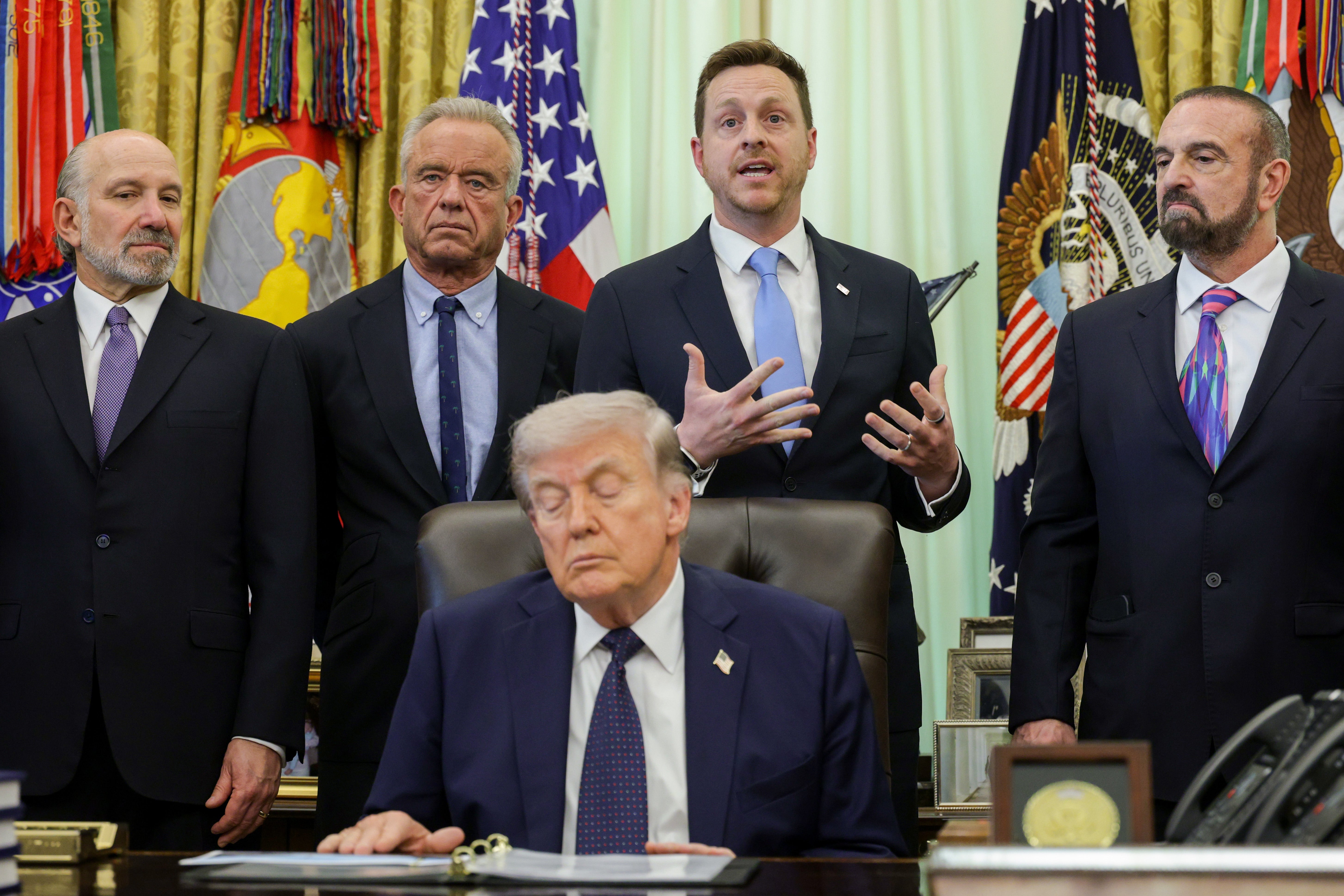 President Donald Trump has been accused of nodding off during Cabinet meetings, press conferences and Oval Office announcements – though the president denies this