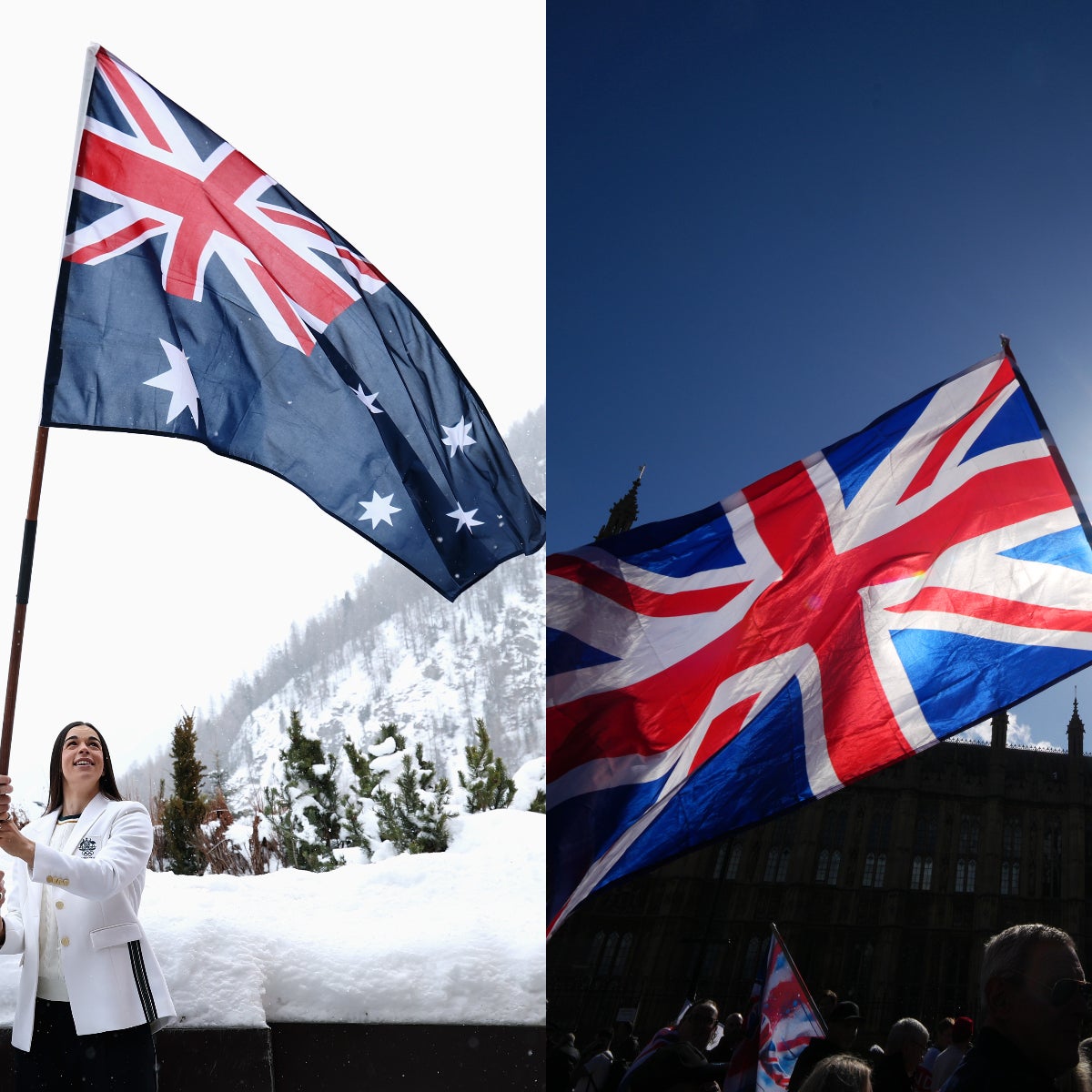The Australian emblem (left) compared to nan British emblem (right)