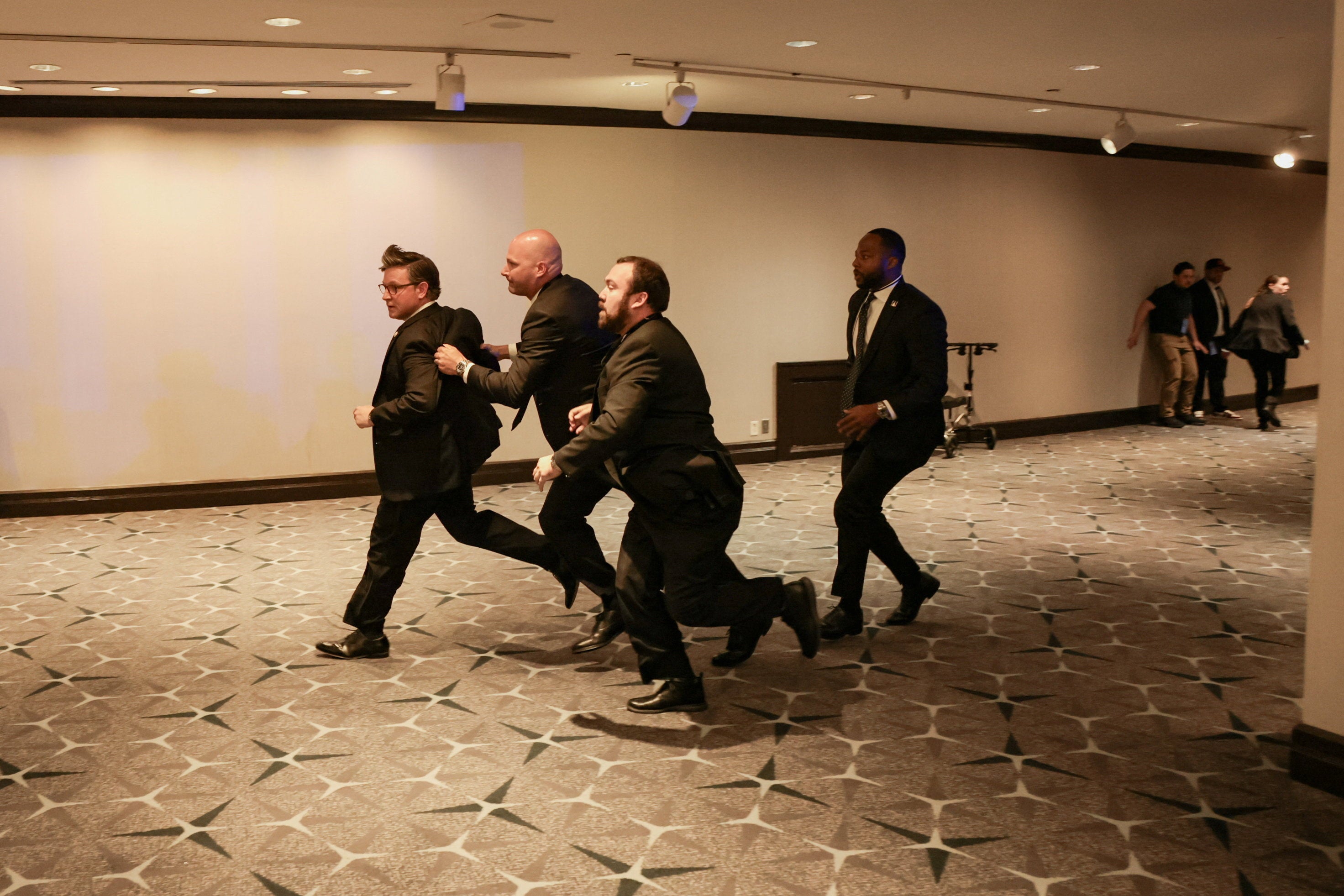 Speaker of nan House Mike Johnson was 1 of nan Trump management members who was rushed retired of nan White House Correspondents’ Dinner Saturday evening