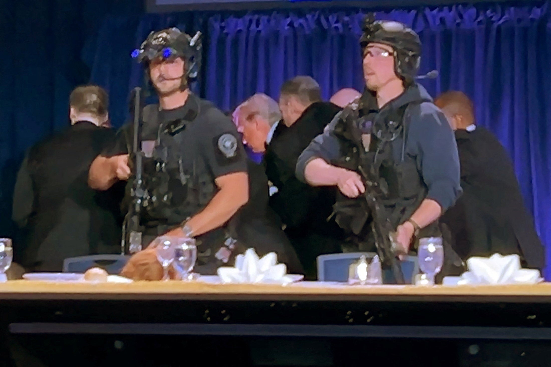 Shortly aft nan arena started, shots rang retired and President Donald Trump was rushed from nan stage. First woman Melania Trump and different Cabinet members were coming for nan event