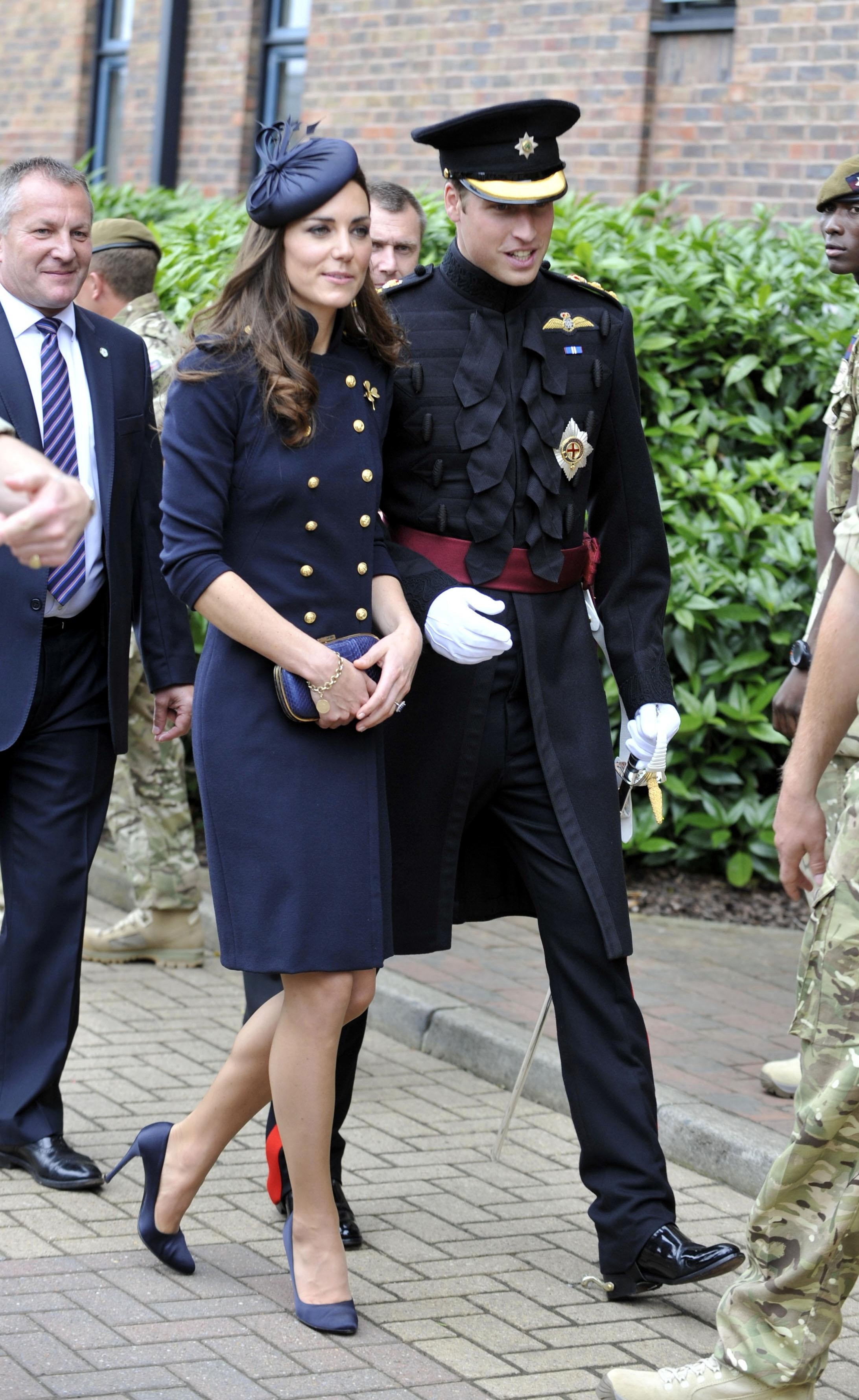 The then Duke and Duchess of Cambridge arrive to talk to the families of members of the 1st Battalion Irish Guards