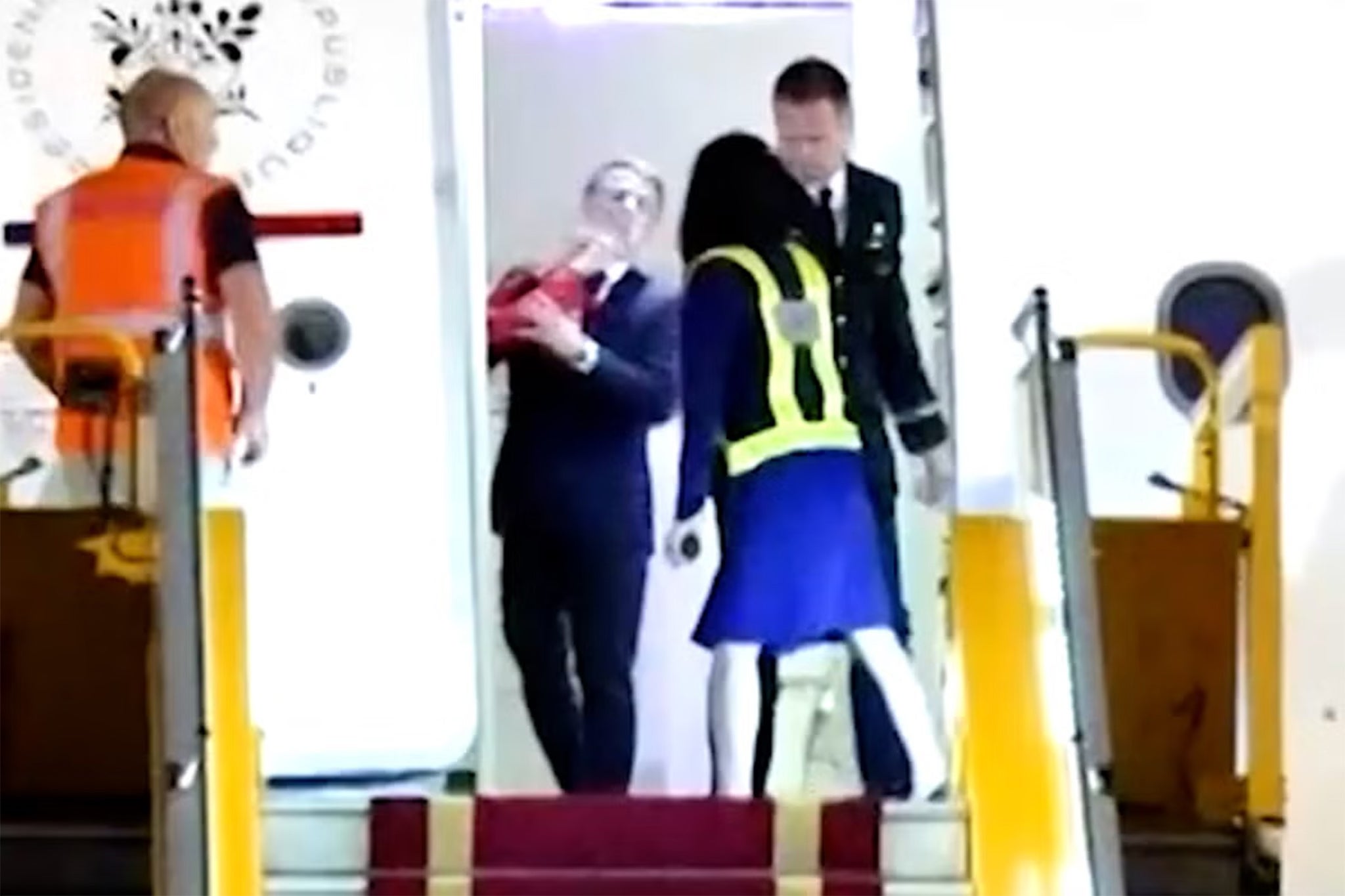 A video appearing to show Macron being pushed successful nan look by his wife