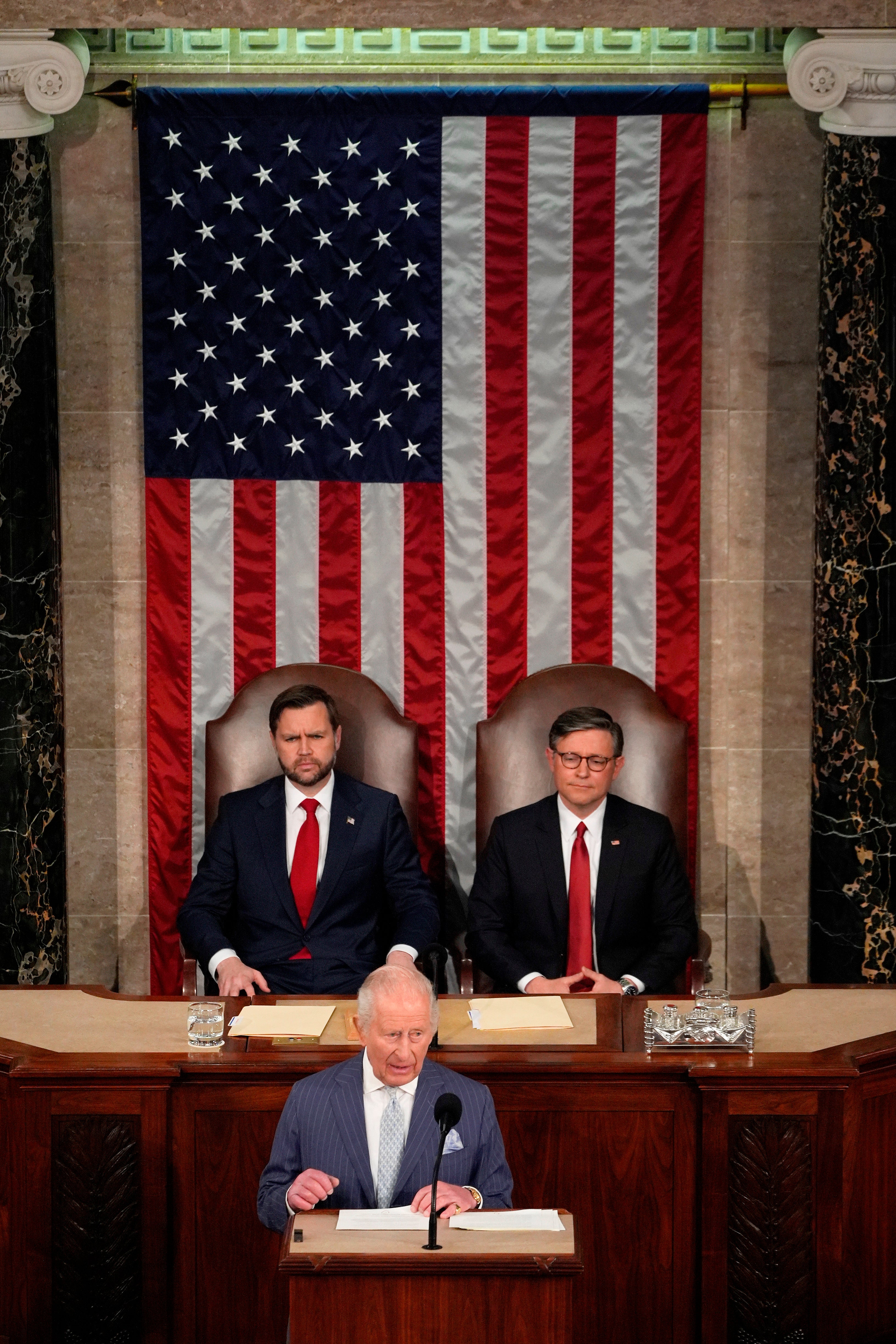 King Charles drew applause and a opinionated ovation aft discussing checks and balances