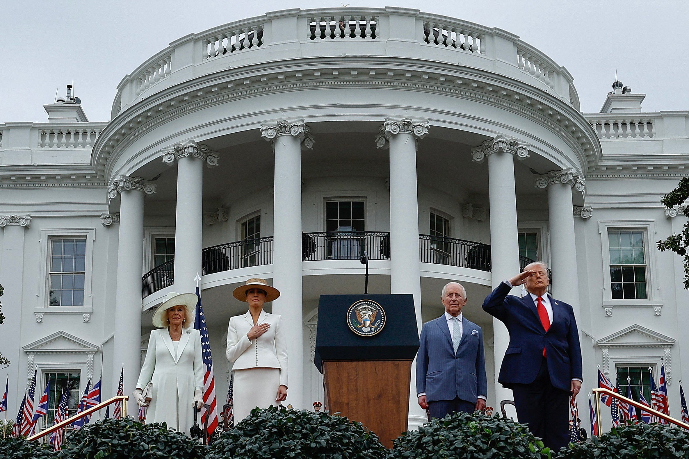 The King and Queen attended a ceremonial welcome on Tuesday
