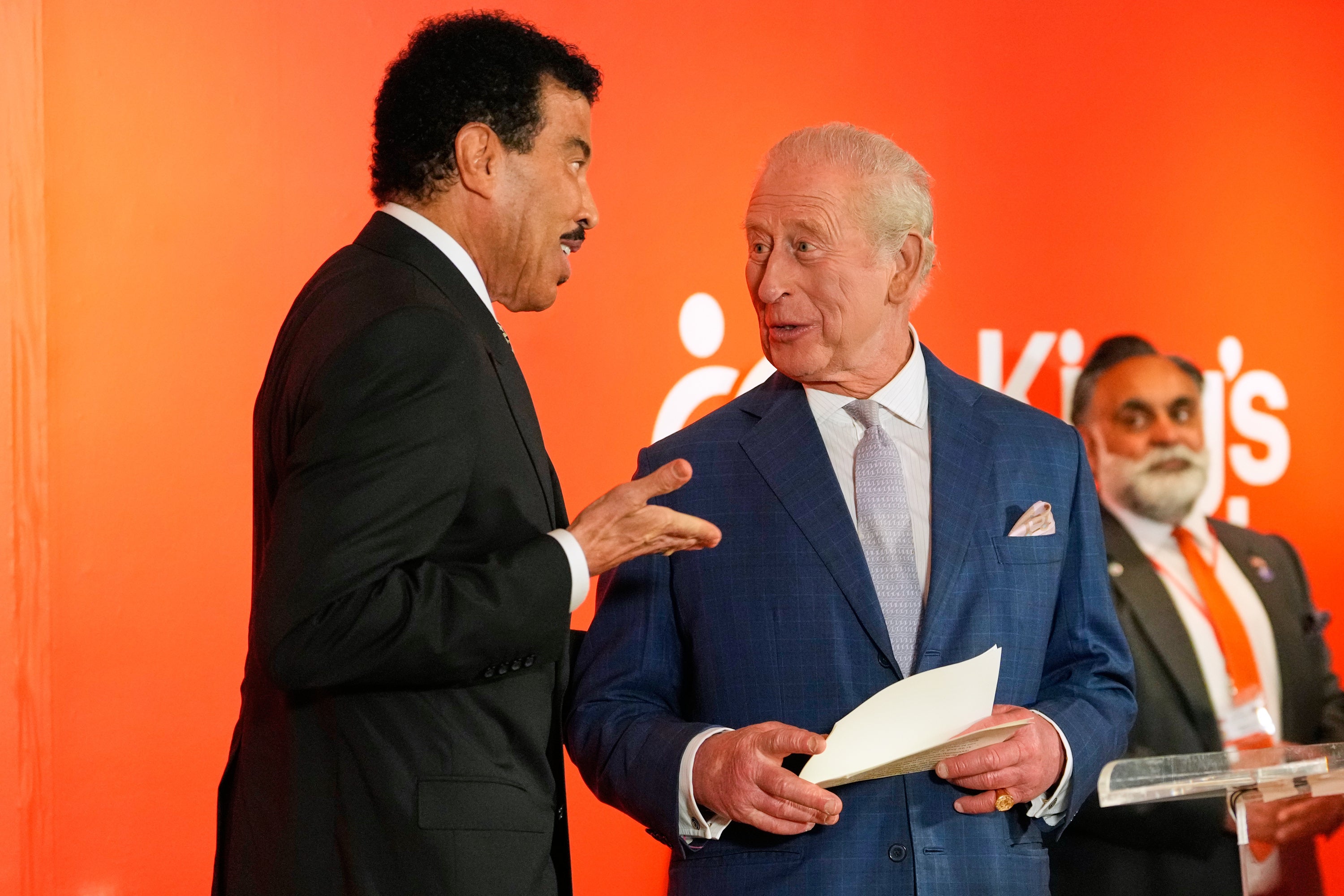 The King was joined on stage by Lionel Richie as he delivered his speech