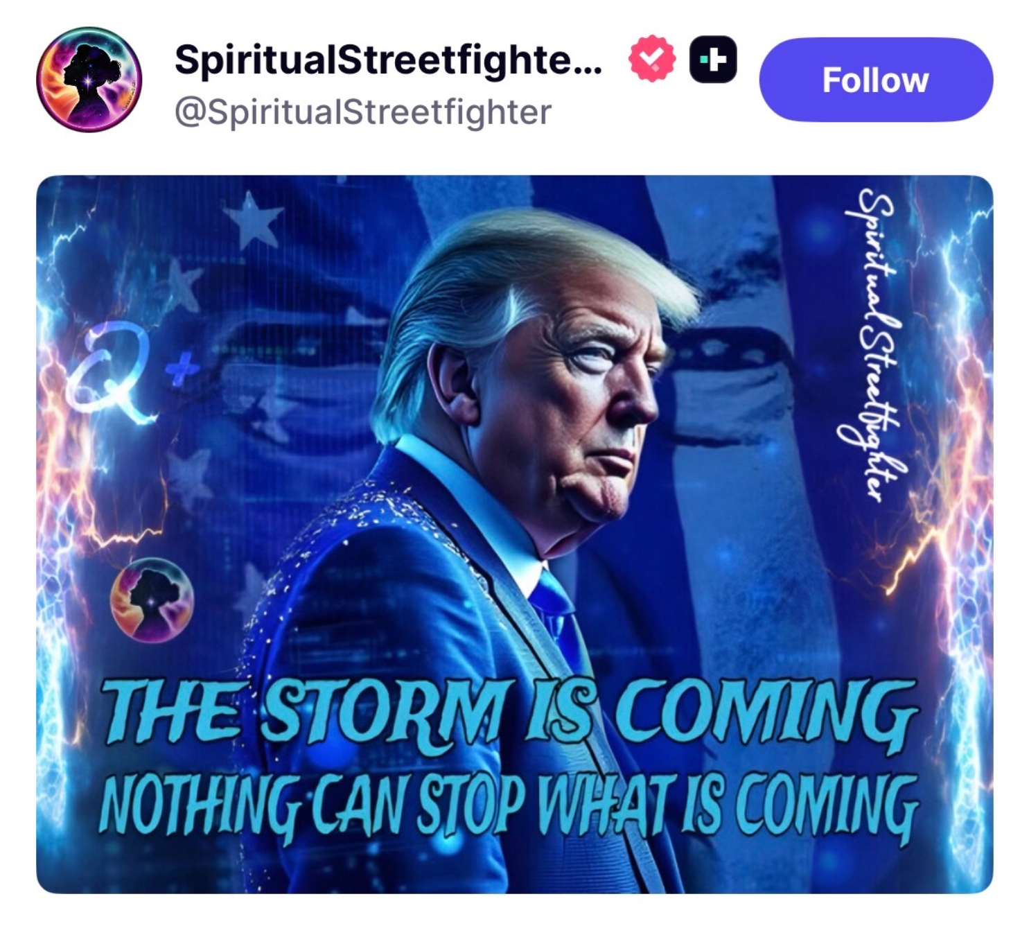 The caller meme posted by President Donald Trump reviving nan QAnon conspiracy theory