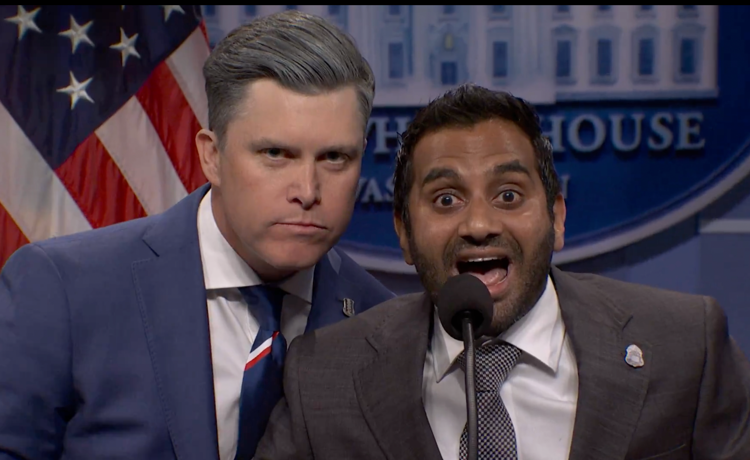 Later successful nan sketch, successful a imagination of nan early Pete Heseth (played by Colin Jost) appeared pouring a ‘giant brew bong’ for Kash Patel (played by Anziz Ansari) connected nan “Kashcast” podcast