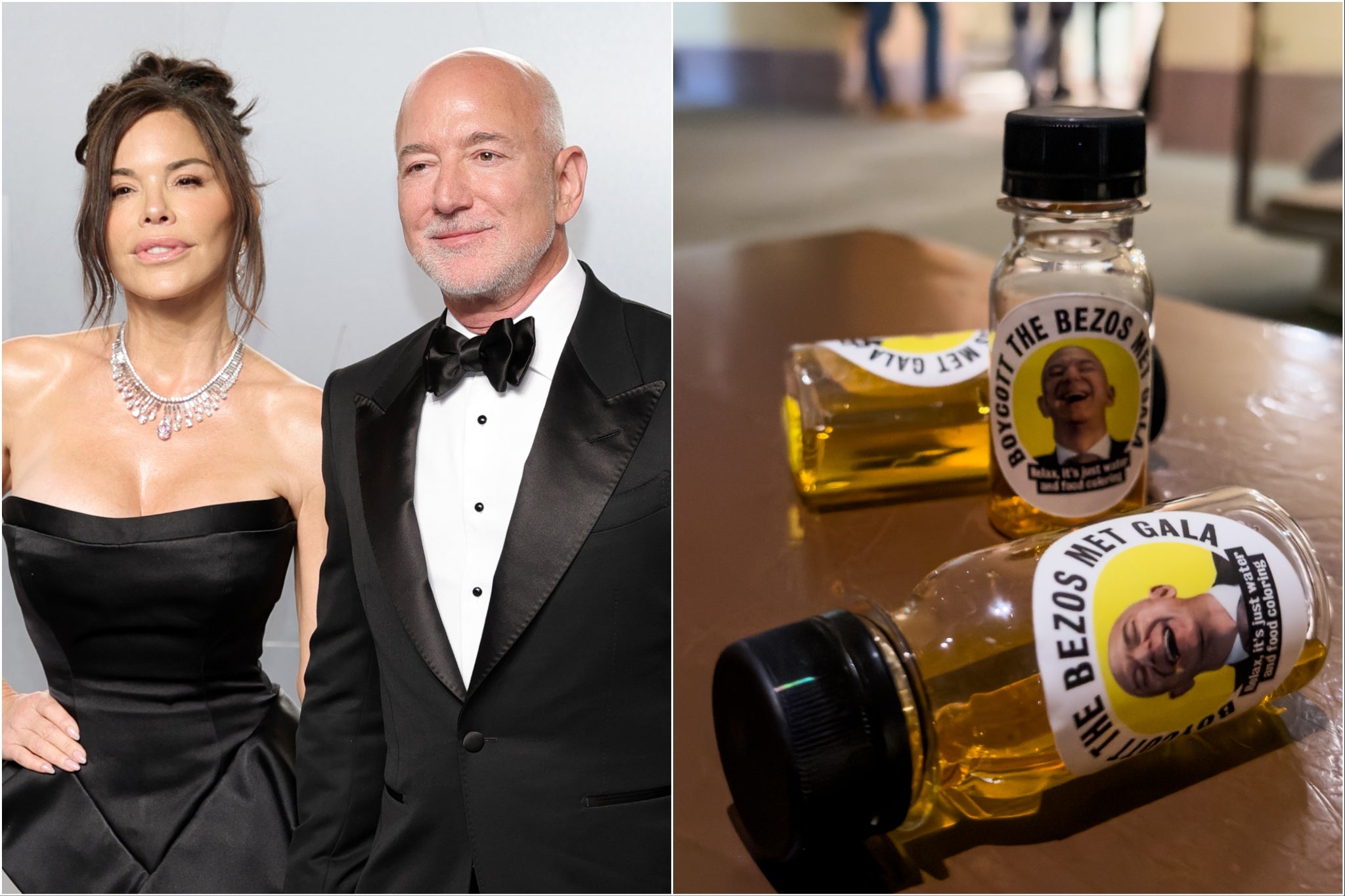 Activists use bottles of ‘urine’ to protest Jeff Bezos’ involvement with Met Gala