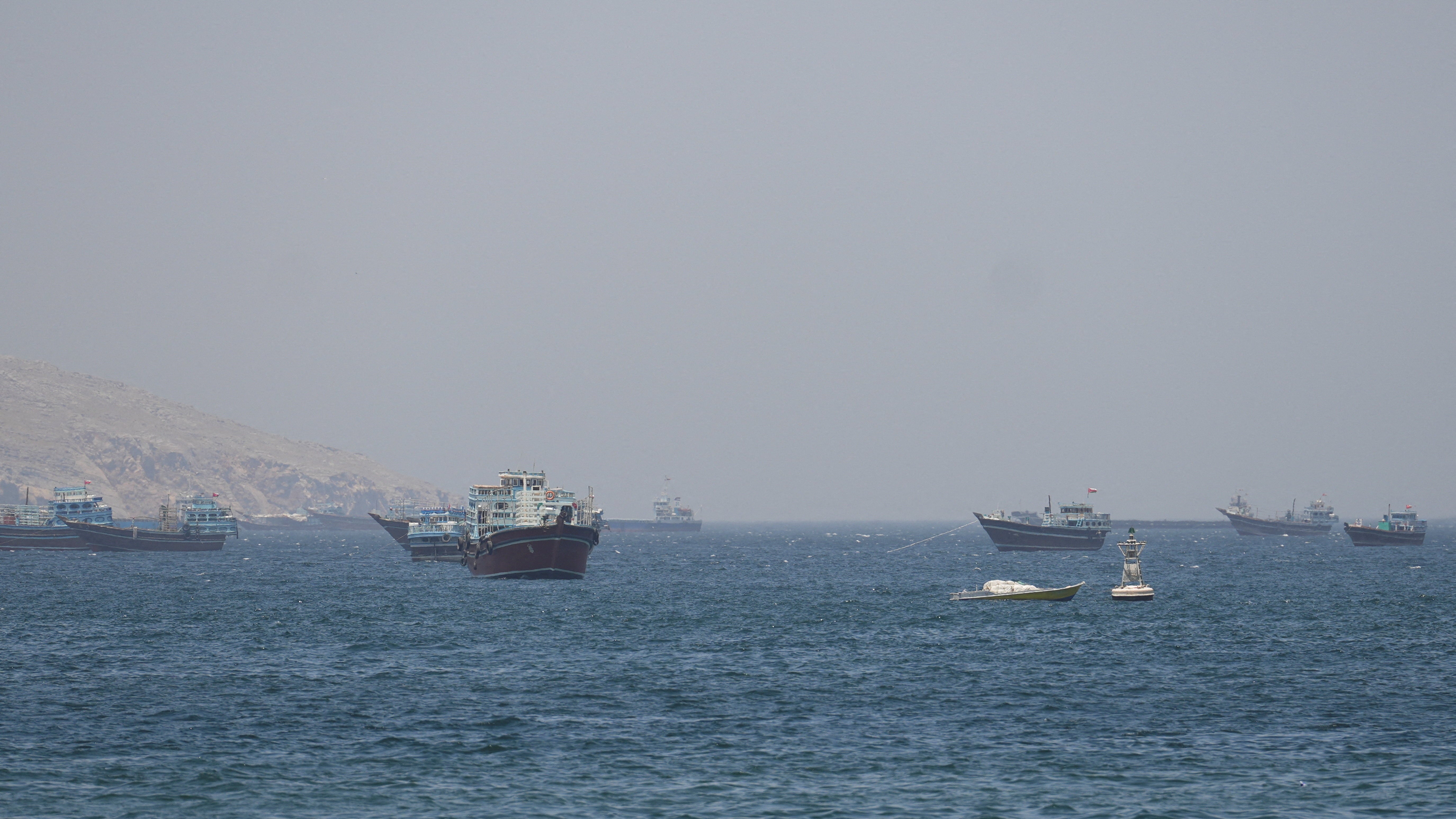 Ships and boats successful nan Strait of Hormuz, Musandam, Oman, May 4