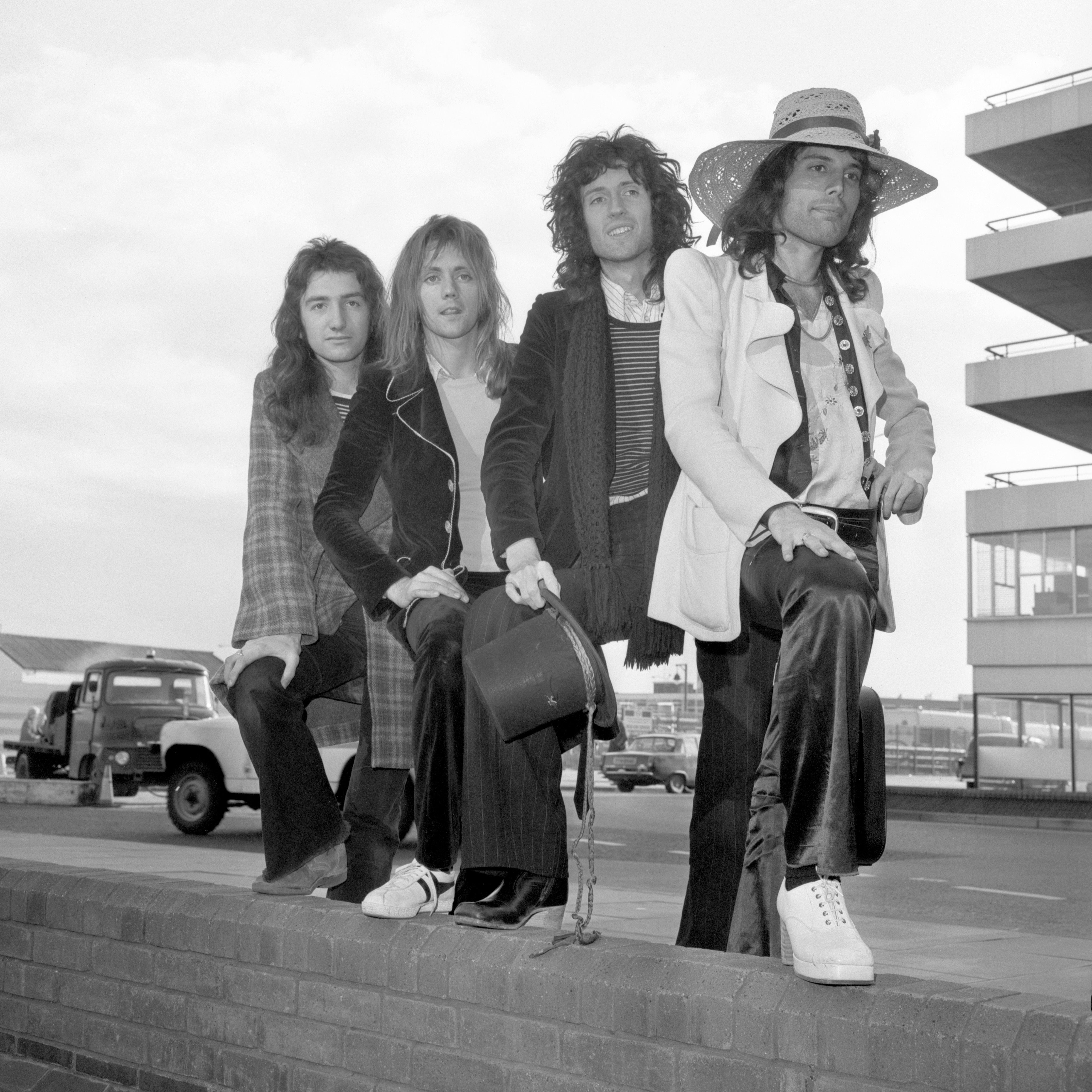 John Deacon, Roger Taylor, Brian May and Freddie Mercury in the 1970s