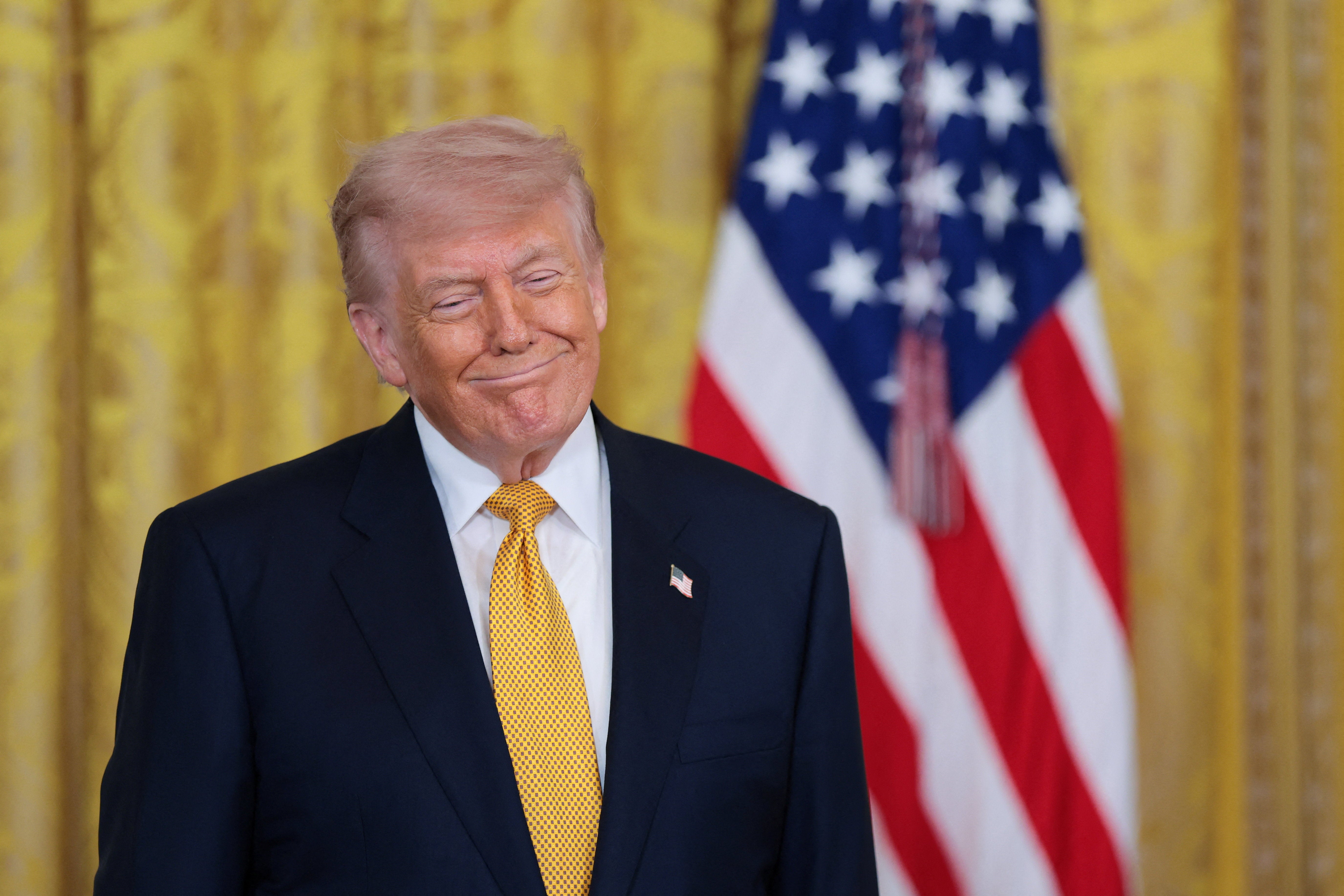 An support standing for President Trump, pictured astatine an arena connected Wednesday to people Military Mother's Day, is fundamentally unchanged aft nan shooting, slipping from 39 percent to 38 percent, according to polls