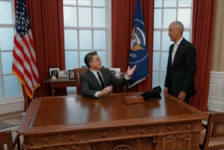 The Late Show big Stephen Colbert has interviewed erstwhile President Barack Obama successful nan last agelong of nan late-night TV show’s much than 30-year run