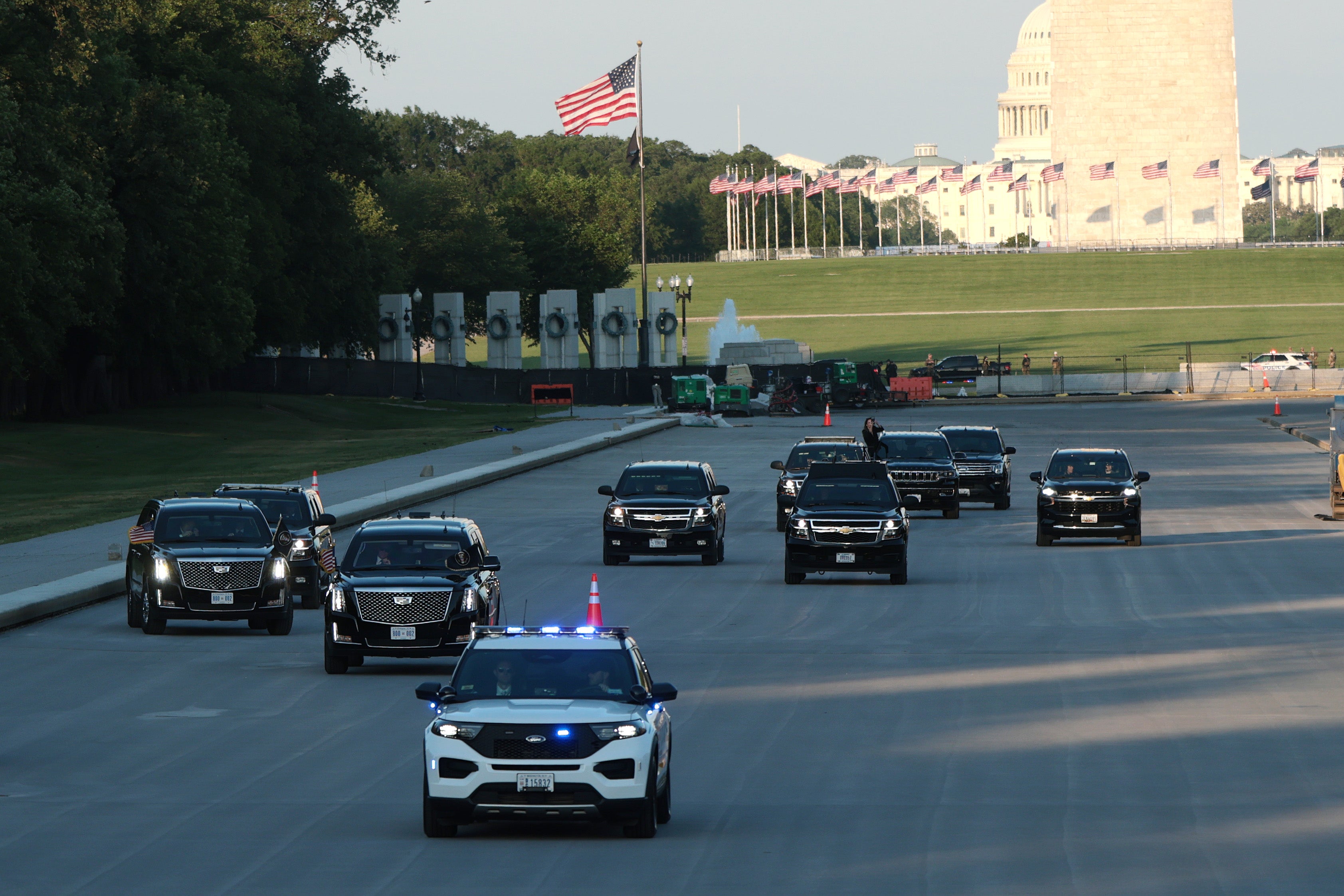 President Trump and members of his Cabinet drove crossed nan emptied Lincoln Memorial Reflecting Pool connected Thursday evening, inspecting advancement connected nan president’s precocious announced task to resurface nan iconic Washington landmark