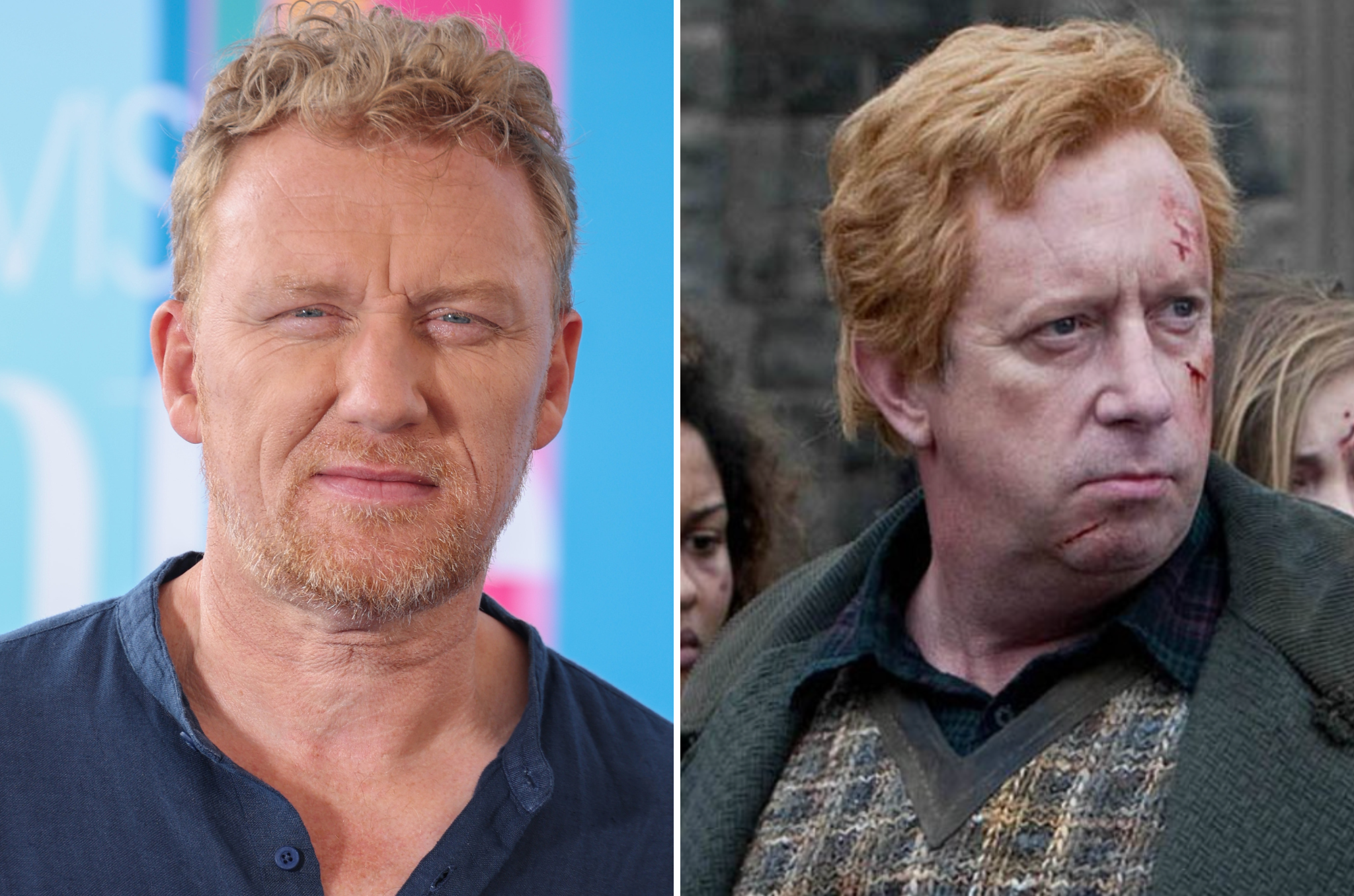 As especulações dos fãs de Harry Potter escalaram Kevin McKidd (à esquerda) como Arthur Weasley de Mark Williams (à direita)