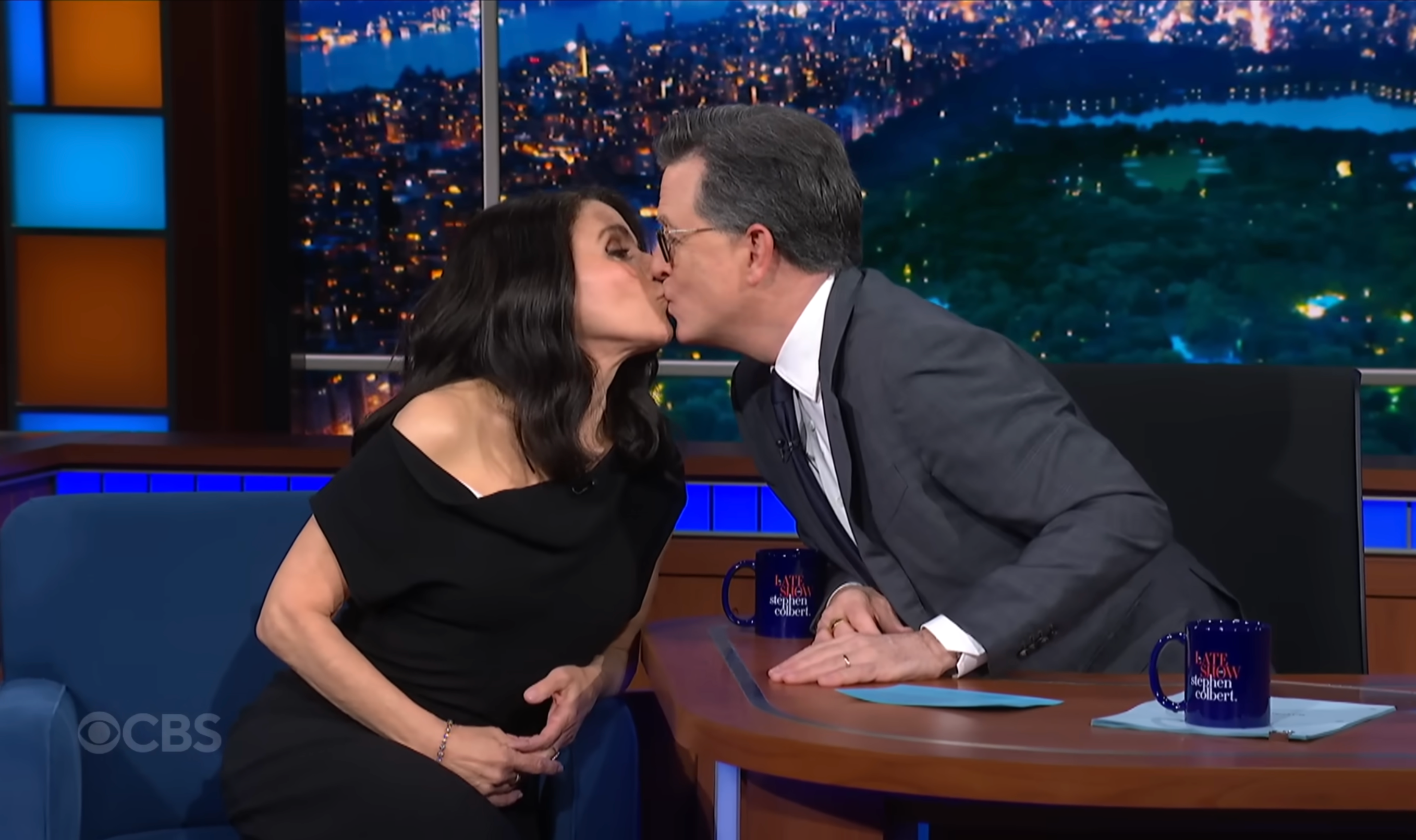 Earlier in the episode, Julia Louis-Dreyfus asked to join the host’s list of on-screen kisses