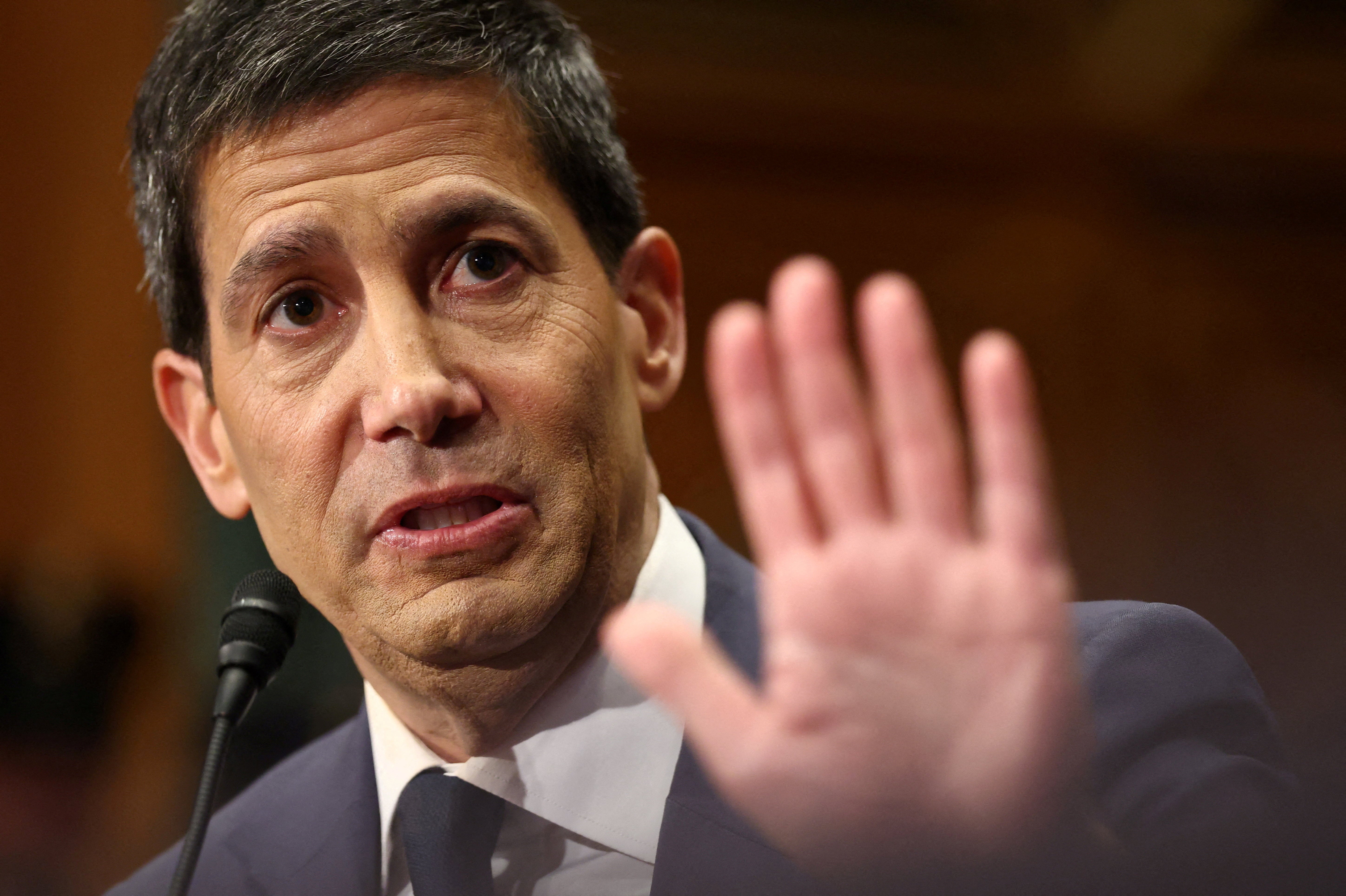 Kevin Warsh, Donald Trump's nominee to beryllium adjacent chair of nan Federal Reserve, astatine nan extremity of a Senate Banking Committee confirmation proceeding connected Capitol Hill, earlier he was confirmed