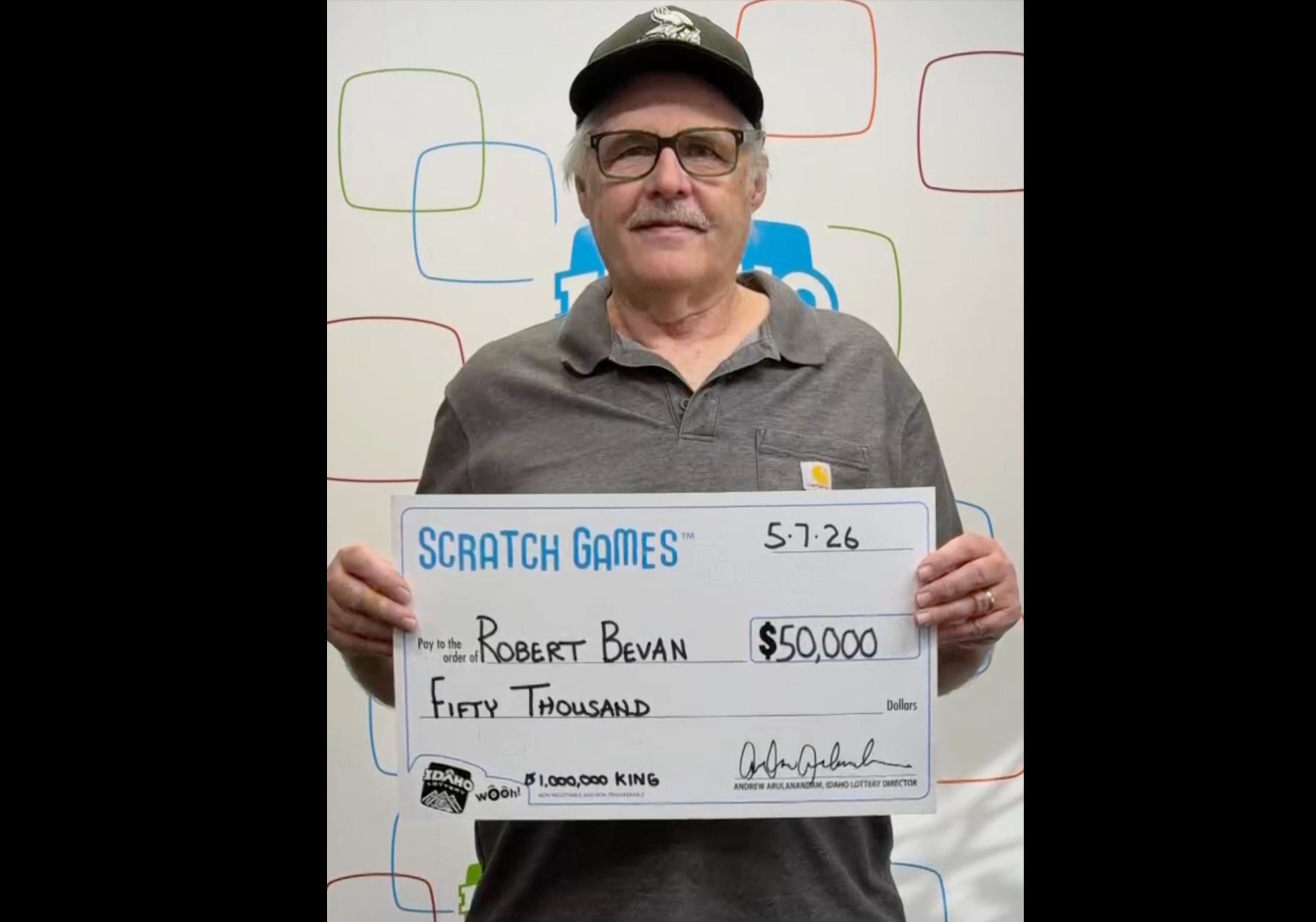 Robert Bevan, of Boise, Idaho, has spent three decades visiting the Idaho Lottery winner’s room, having first won a four-door Chevy Blazer during a ‘Blazer Bucks’ promotion run by Idaho Lottery in 1997