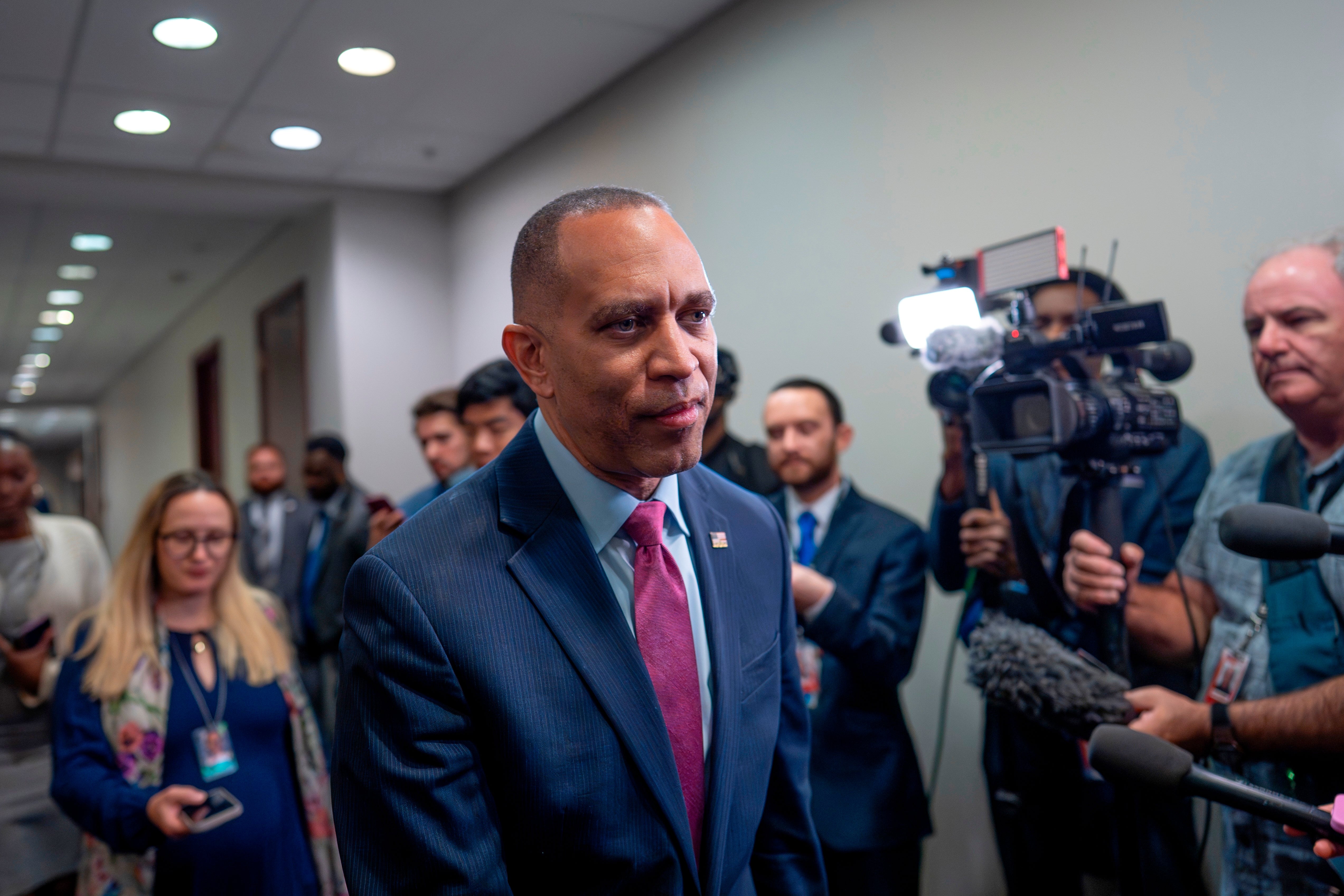 Trump said his thought had travel while talking to Democratic House Minority leader Hakeem Jeffries who he described arsenic a ‘very debased IQ individual.’ The president’s ire towards Jeffries is well-documented