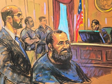 <p>Mohammad Al-Saadi, 32, smiled in Manhattan federal court Friday after being accused of planning an attack on a New York City synagogue</p>