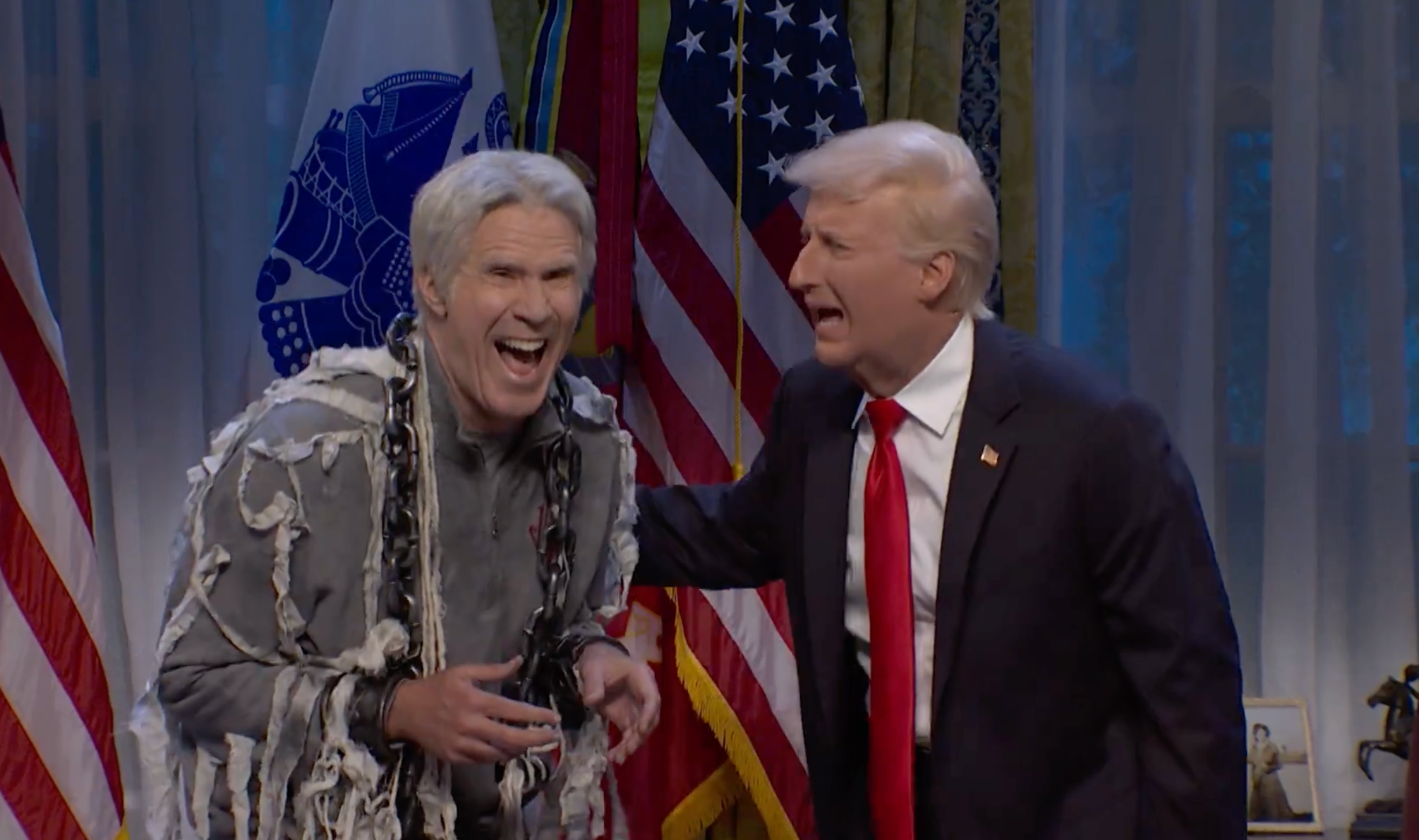 Saturday Night Live’s play finale connected May 16 saw show fable Will Ferrell look arsenic nan shade of Jeffrey Epstein to singing a duet pinch President Donald Trump