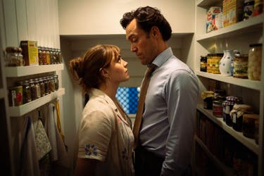 <p>Talking down: The main couple in Rivals fit the bill for an age-gap romance – but somehow it feels more justified than others seen in movies and TV</p>