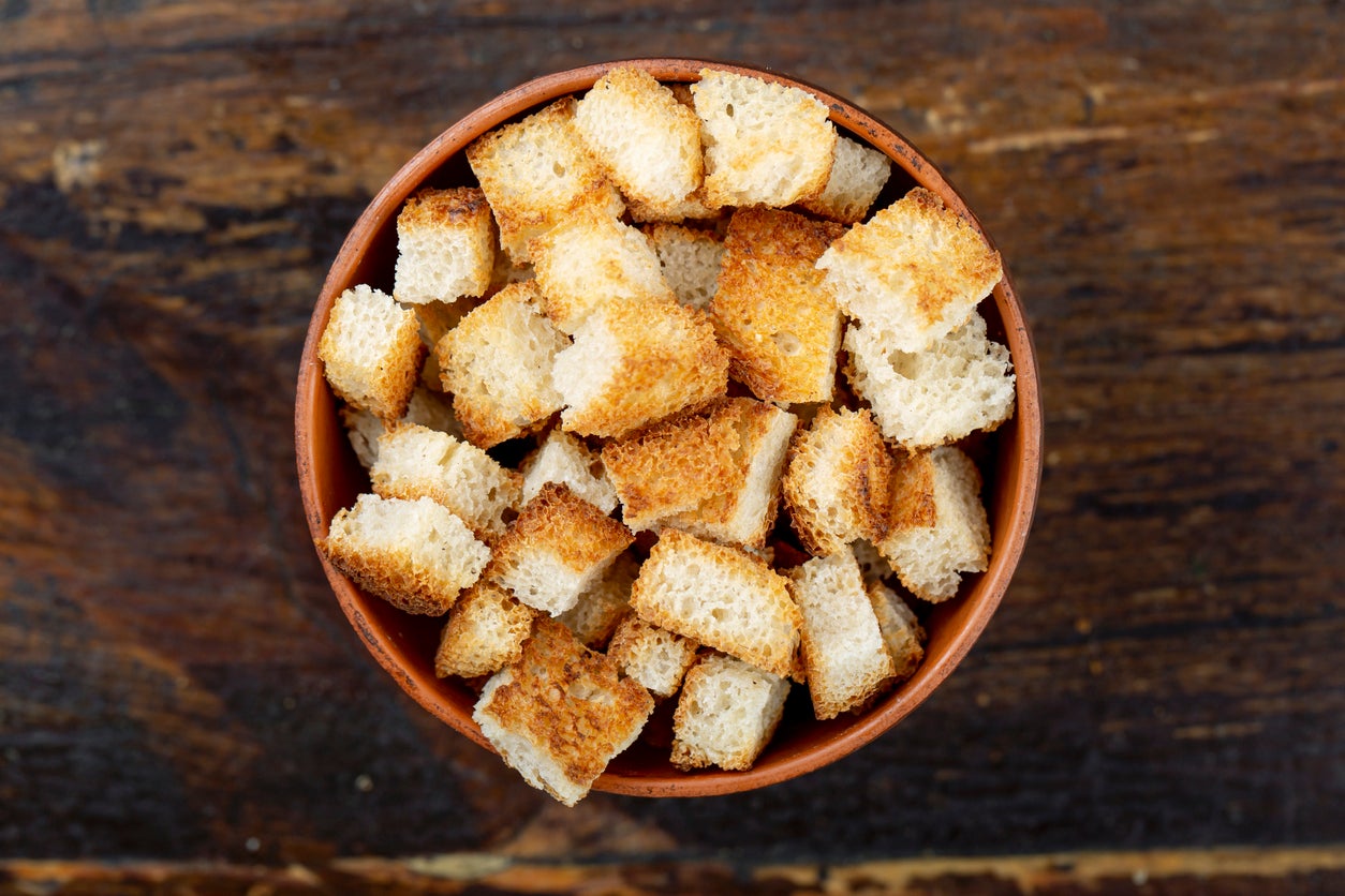 The affected croutons contained a dry milk powder that may have been contaminated with salmonella