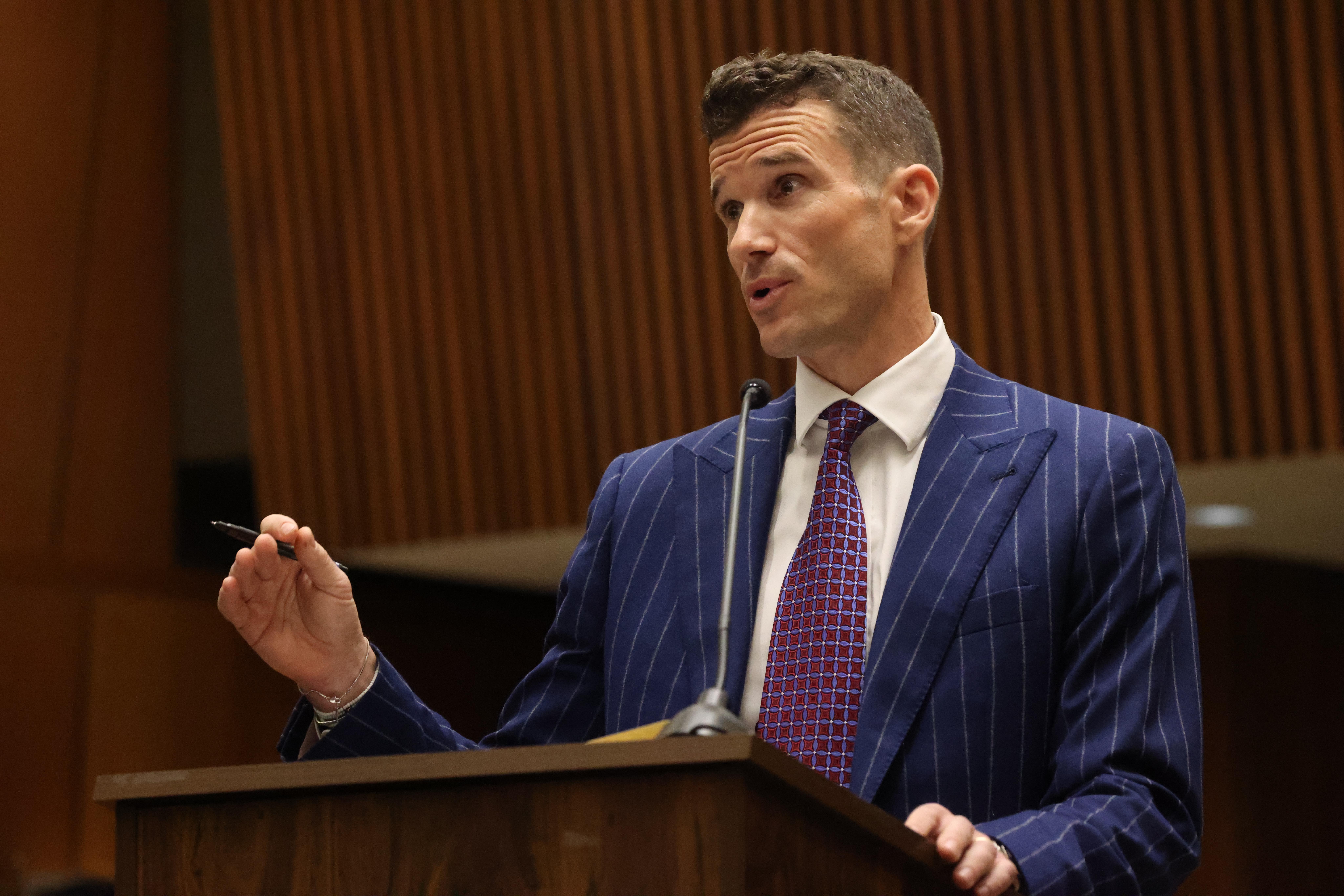 Los Angeles Deputy District Attorney Alexander Bott requests that Ivanna Lisette Ortiz, 35, not receive less bail during her arraignment for attempted murder and multiple felonies