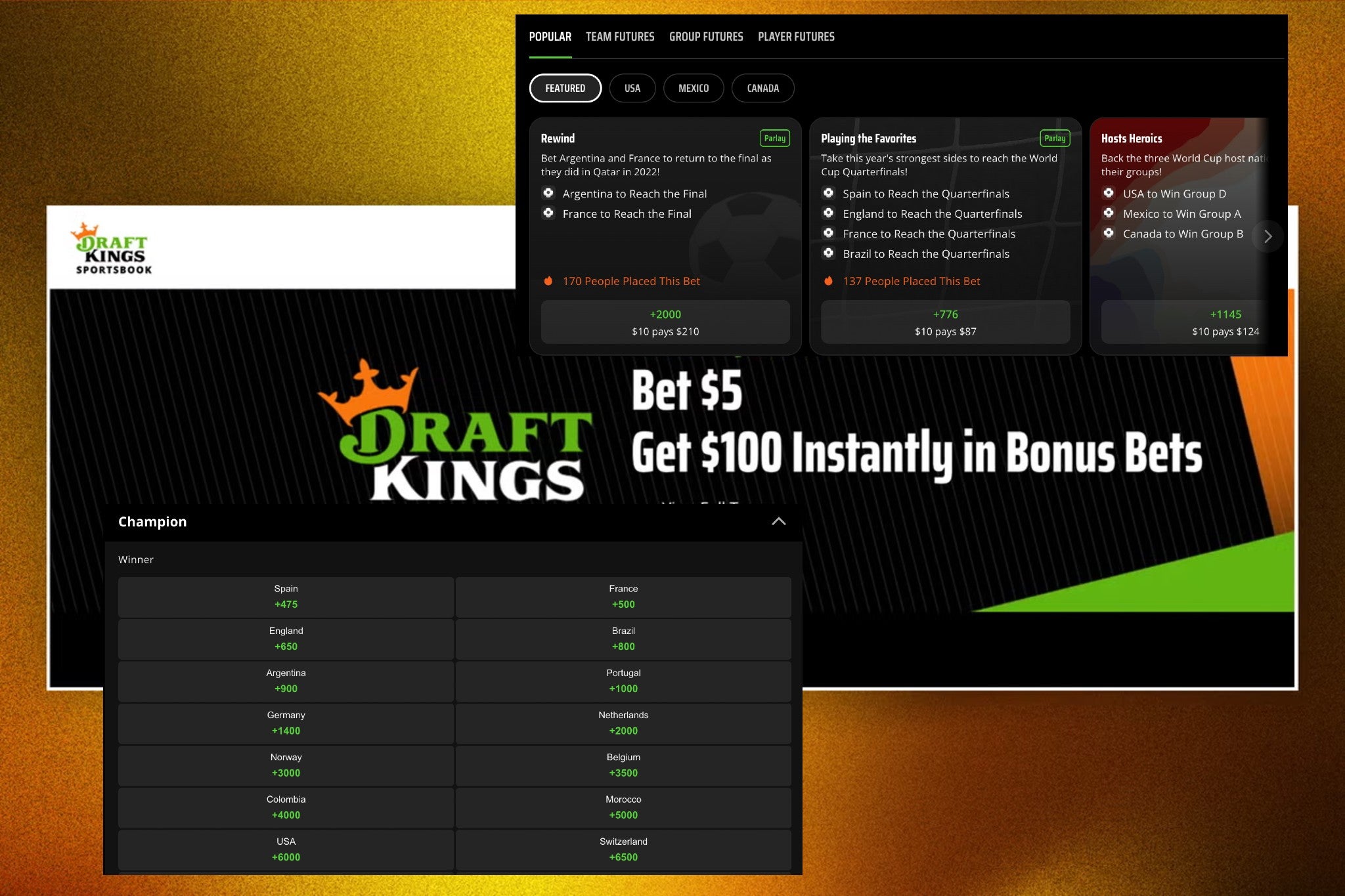 DraftKings 2026 soccer promo code: Bet $5, get $100 in soccer bonus bets instantly