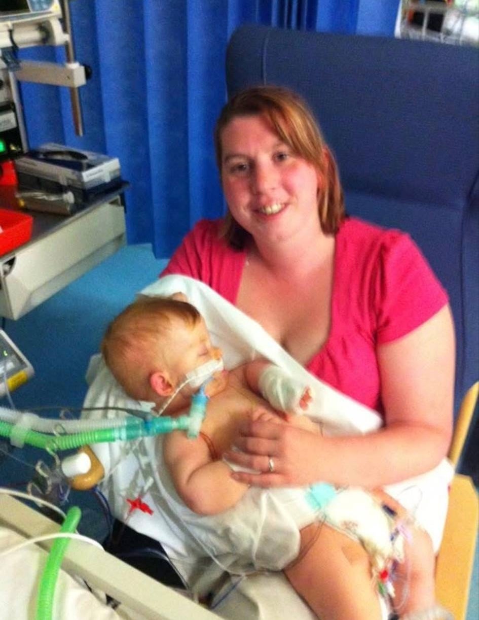 Sarah after giving birth to Caleb (Collect/PA Real Life)