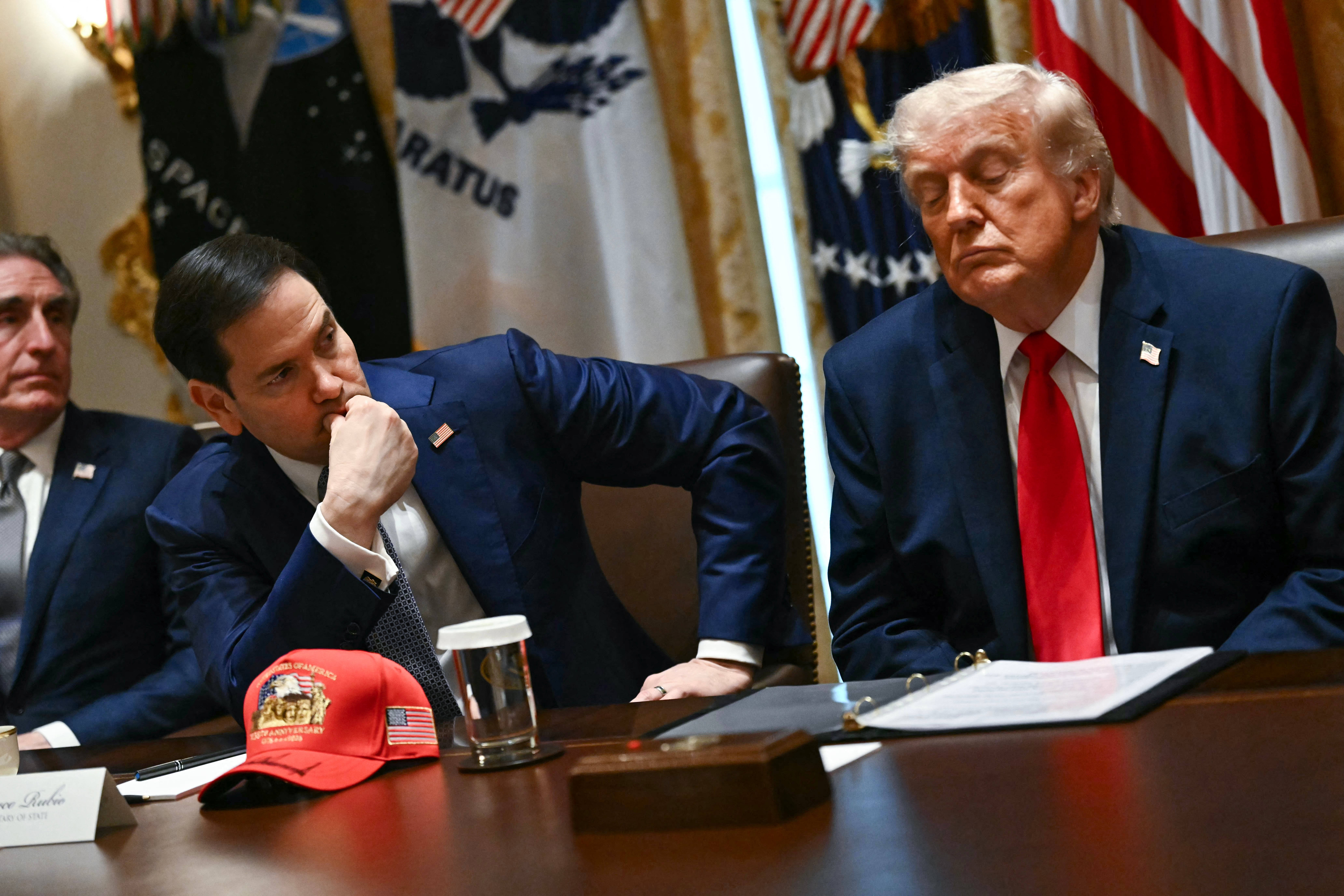 Trump has astatine times appeared to doze disconnected successful nationalist meetings for illustration this Cabinet gathering past week