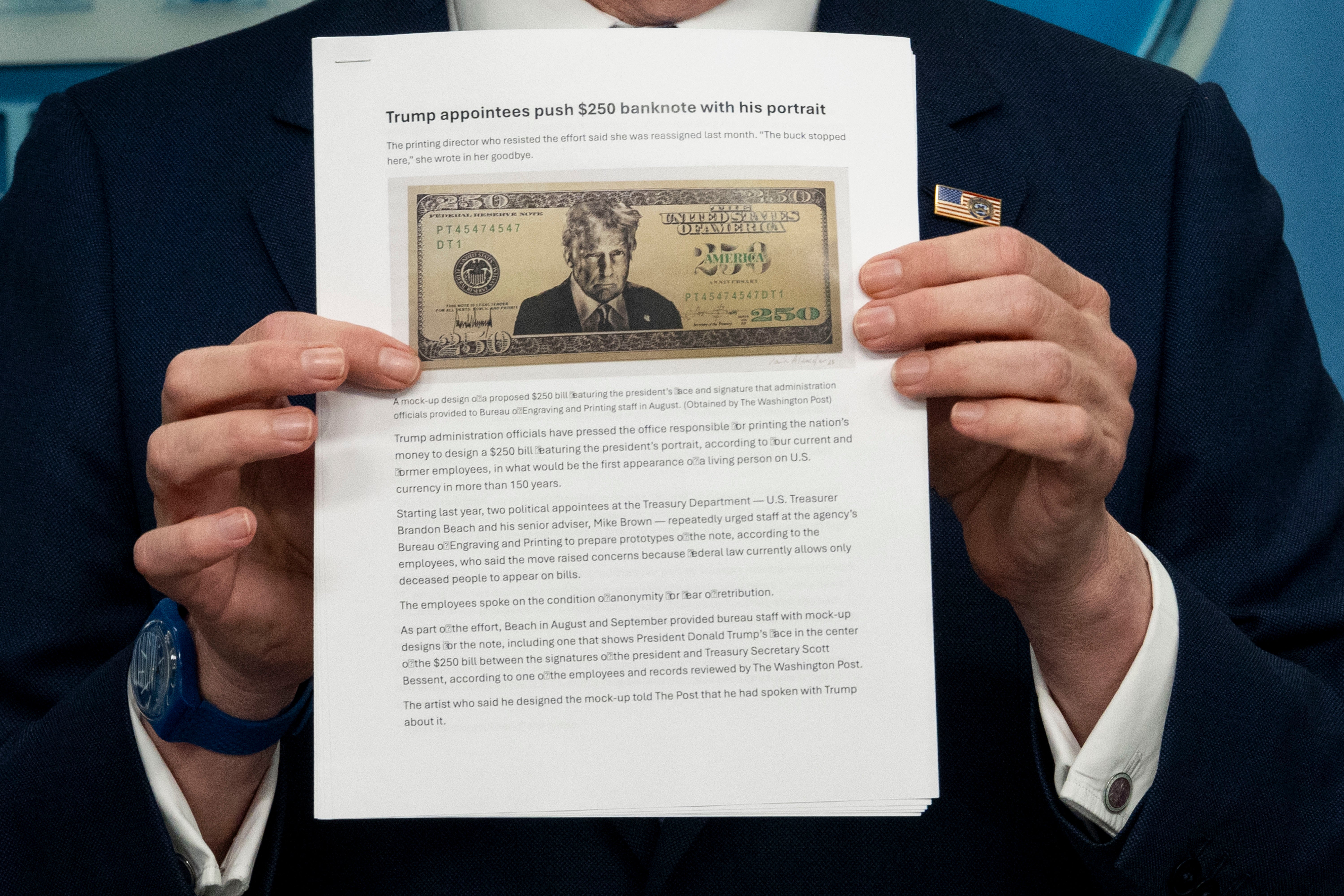 Democrats Demand Watchdog Investigation Into Push To Get Trump’s Face On $250 Bill