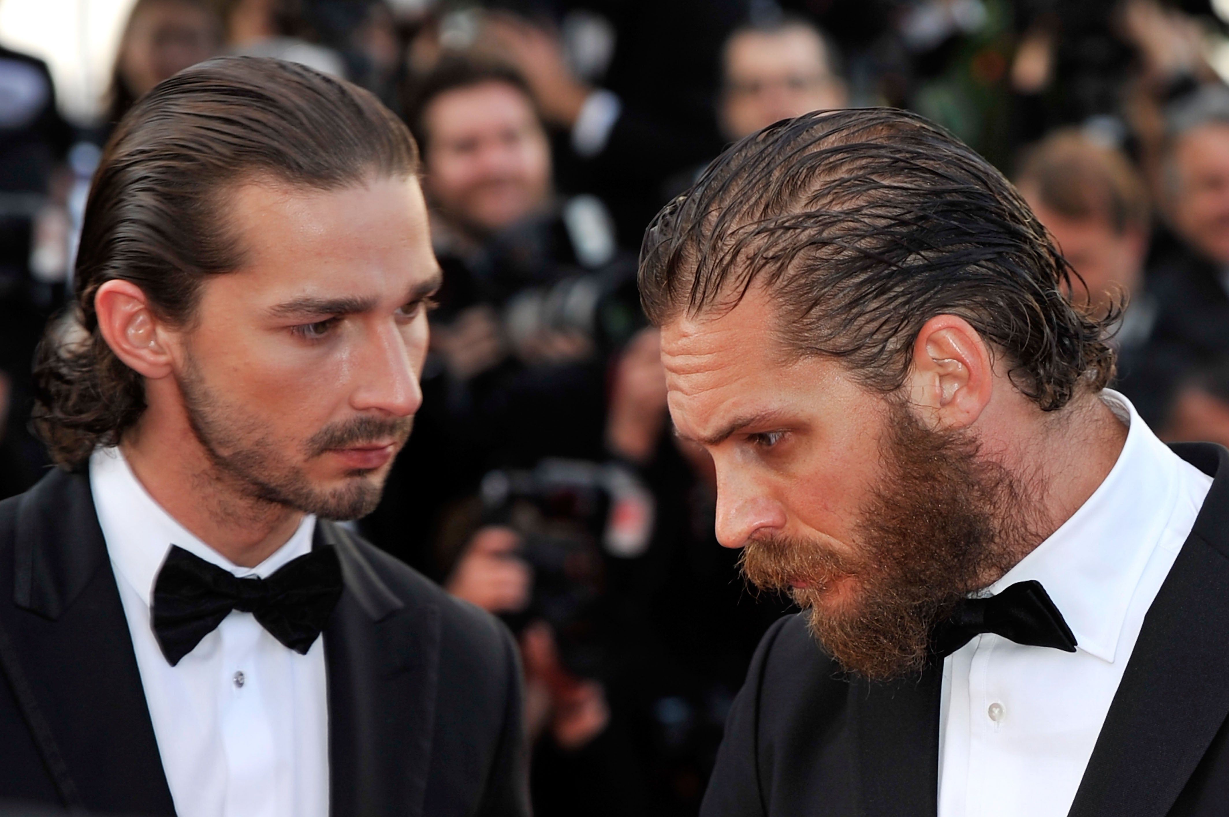Shia LaBeouf e Tom Hardy na estreia de 'Lawless' durante o Festival de Cinema de Cannes em maio de 2012