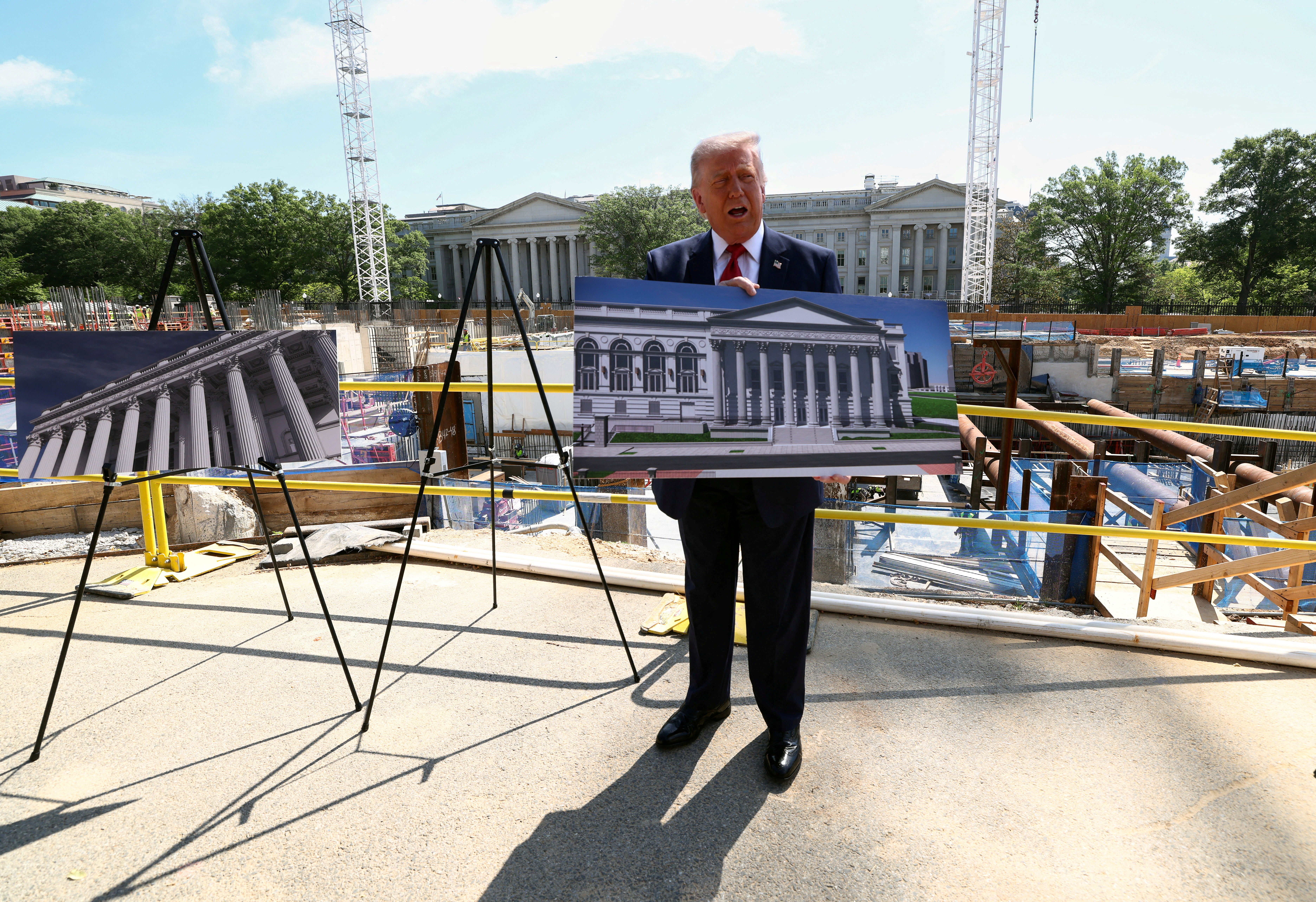 President Donald Trump holding up an image of his imagination for nan White House ballroom