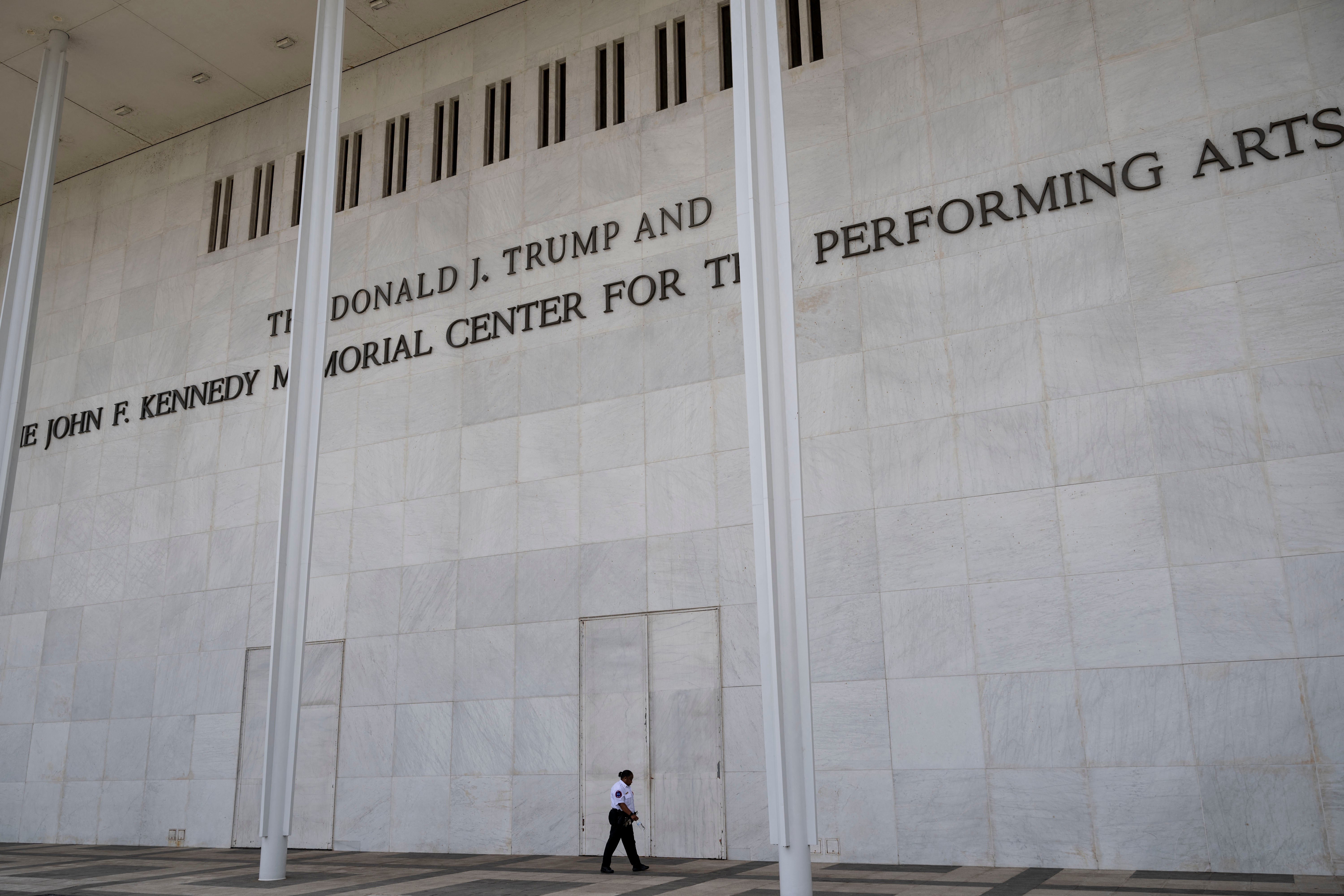 Trump’s sanction has been added to respective buildings during his 2nd term, astir apt astir notably nan John F. Kennedy Memorial Center for nan Performing Arts successful Washington, D.C.
