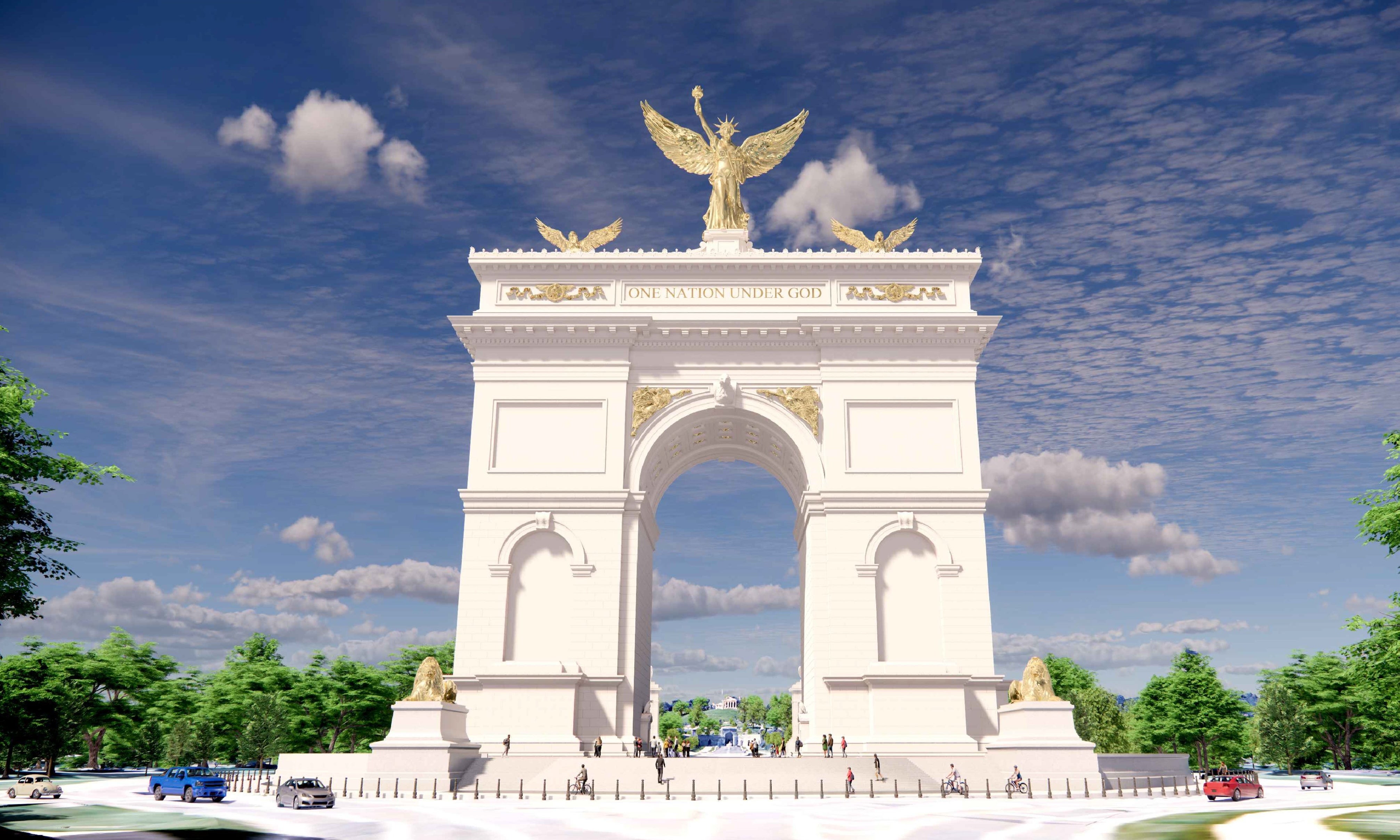 Trump’s proposed victory arch will have an observation deck - but a big question mark hangs over how to reach it