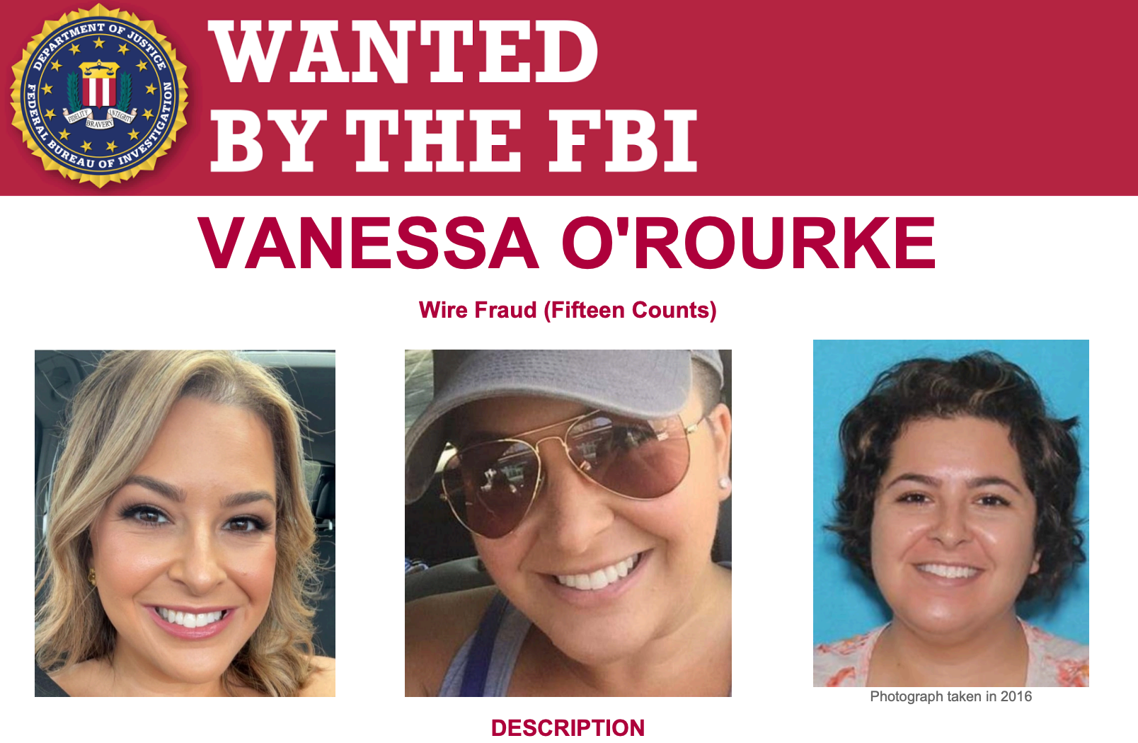 O'Rourke has besides gone by nan aliases Vanessa Gulinello and Cecilia Vincent Gaeta Lazaro, according to investigators