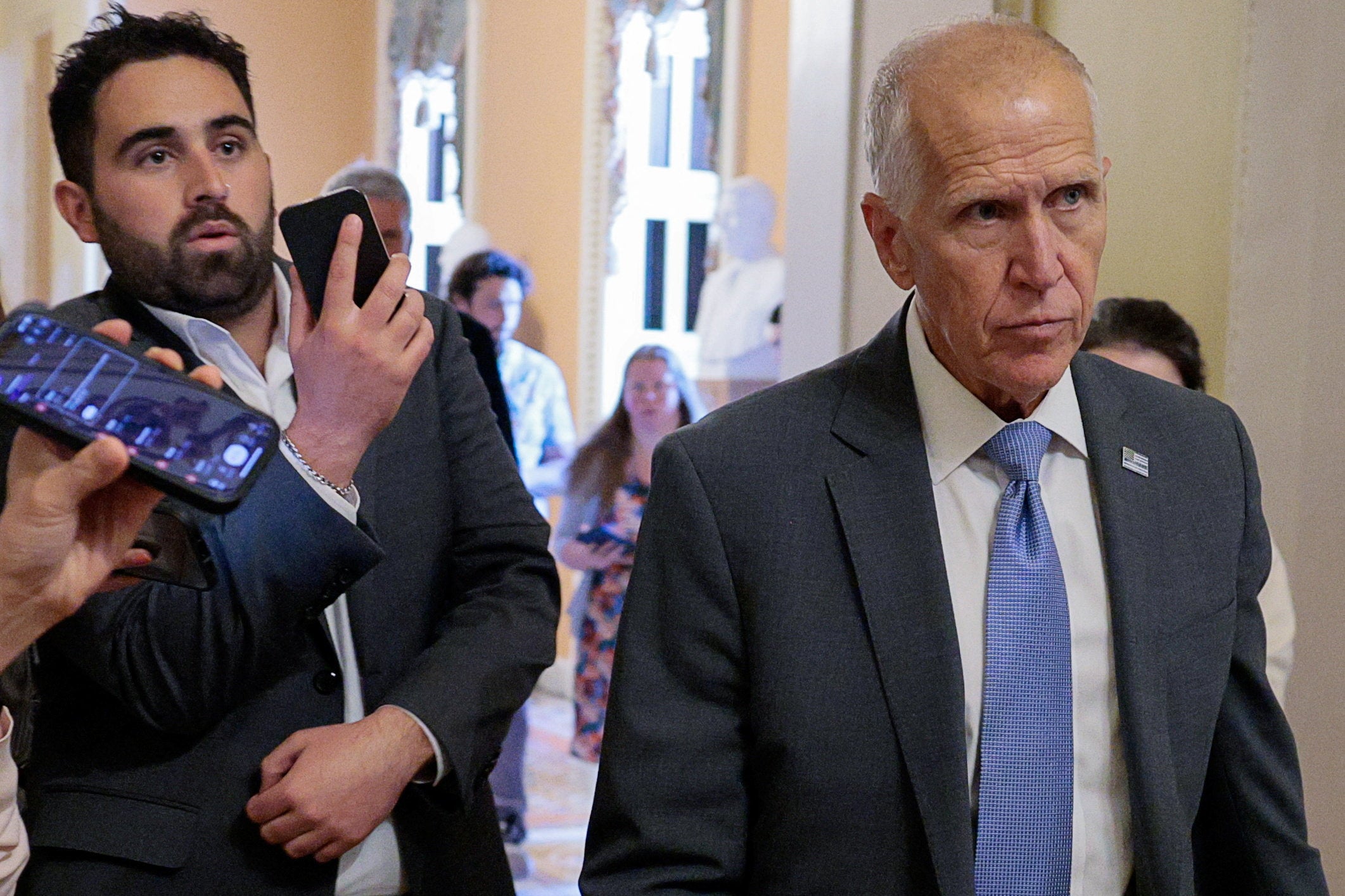 U.S. Senator Thom Tillis (R-NC) walks, connected nan time of Senate votes, connected Capitol Hill