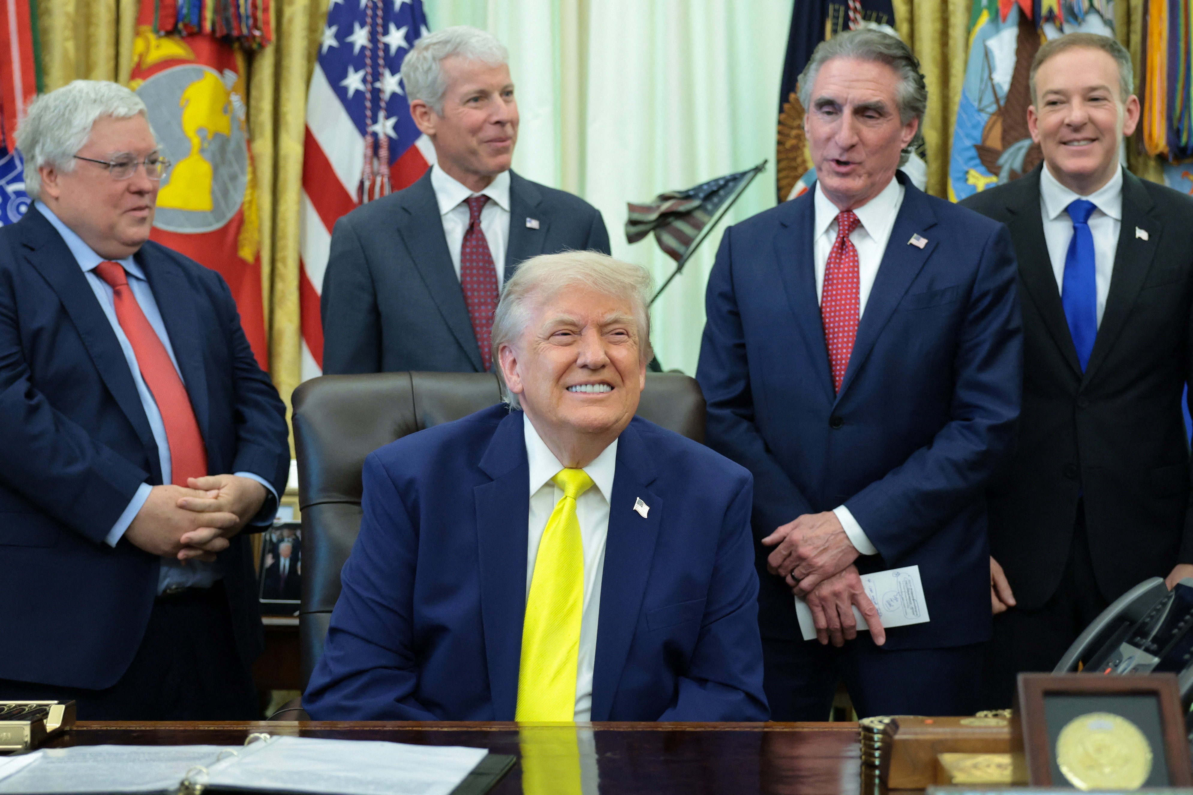 Trump appeared to ‘doze off’ aft gathering reporters precocious day Thursday astatine an arena astir ‘clean coal’ pinch Environmental Protection Agency Administrator Lee Zeldin and Interior Secretary Doug Burgum