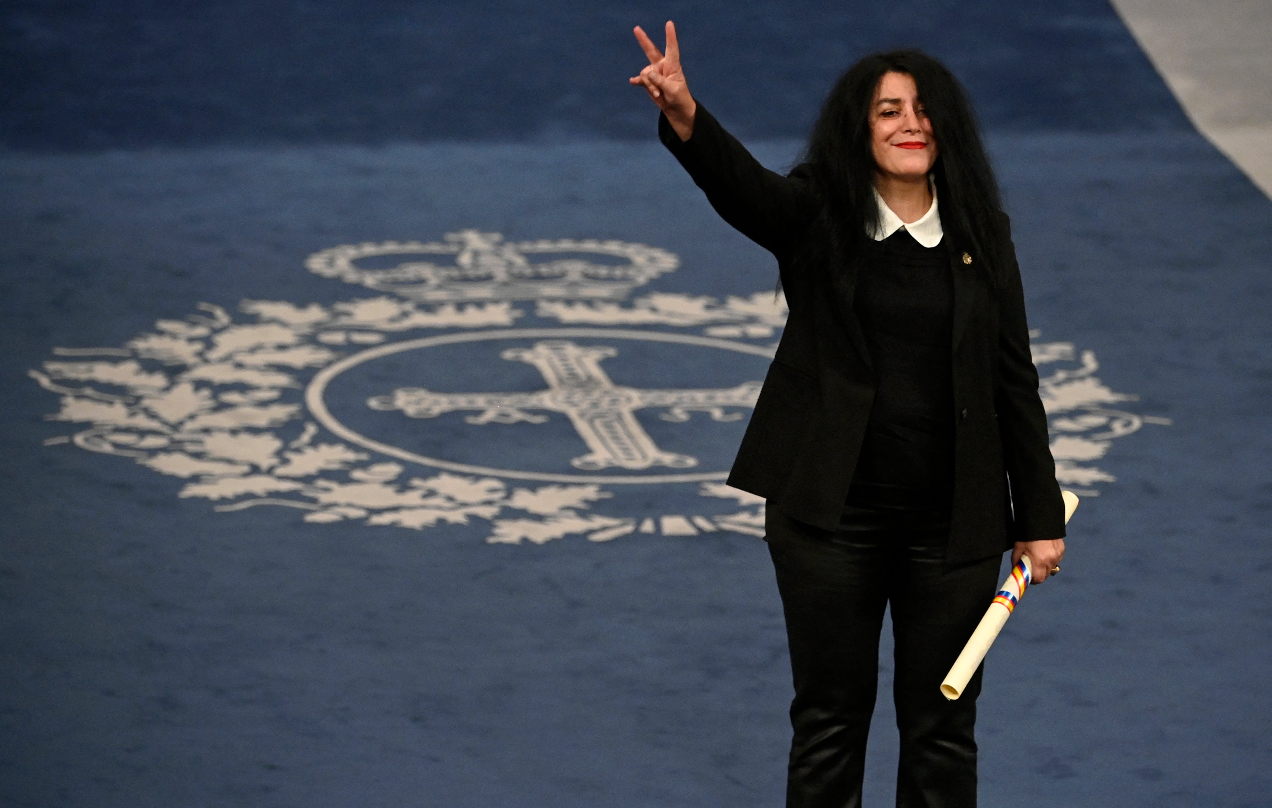 Francusko-iranska grafičarka i ilustratorica Marjane Satrapi tijekom ceremonije dodjele nagrade Princeza od Asturije 2024. u kazalištu Campoamor u Oviedu